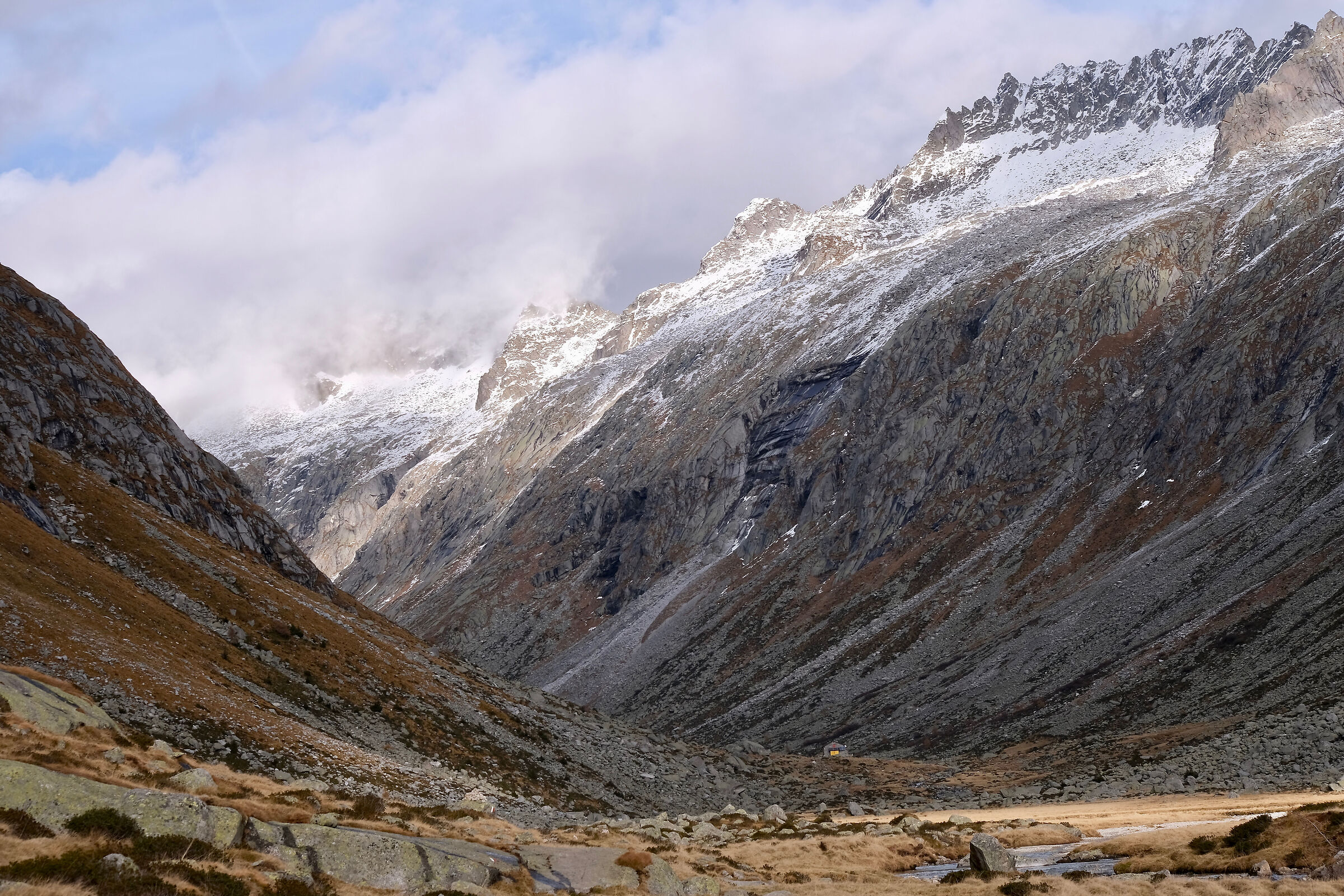 To the cabin over there