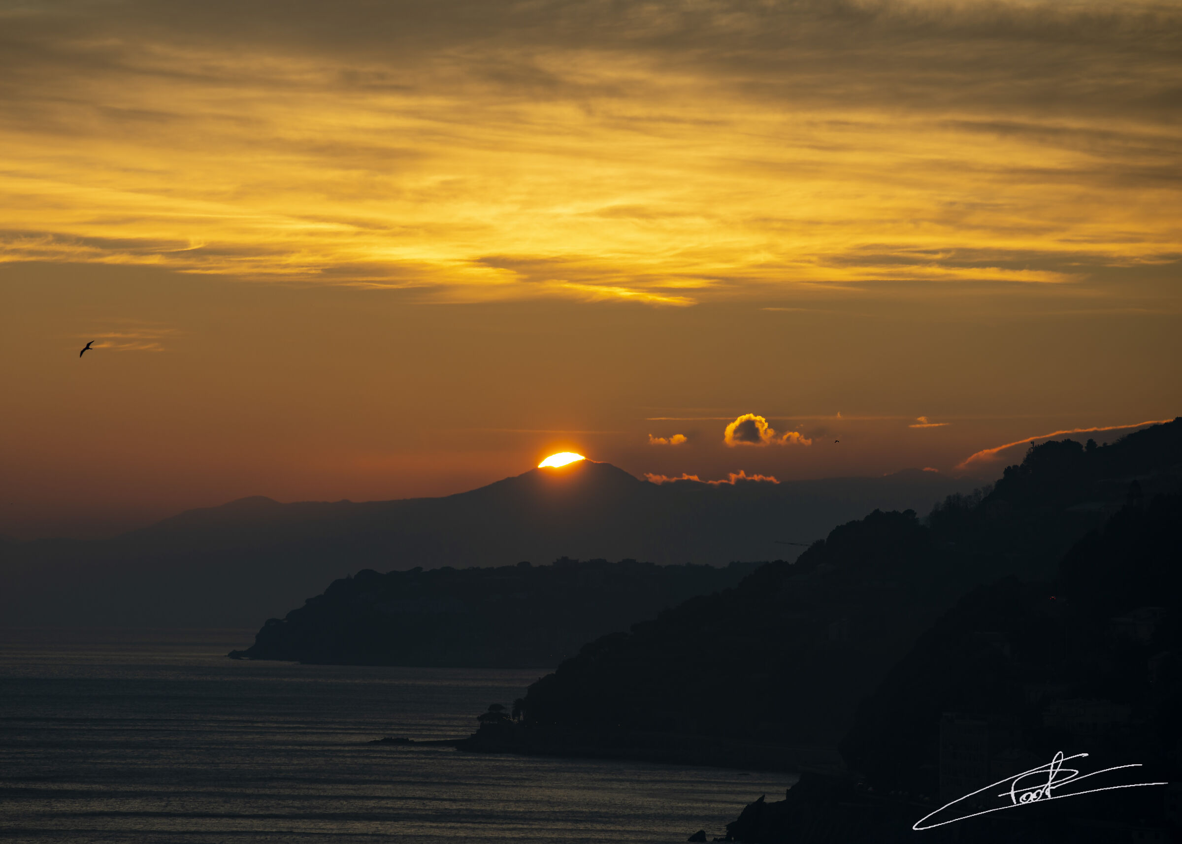 The warm colors of the sunset