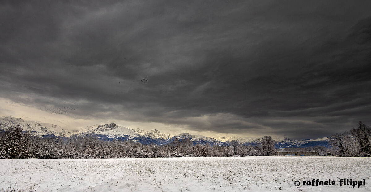 Dark sunset over the Biella Alps
