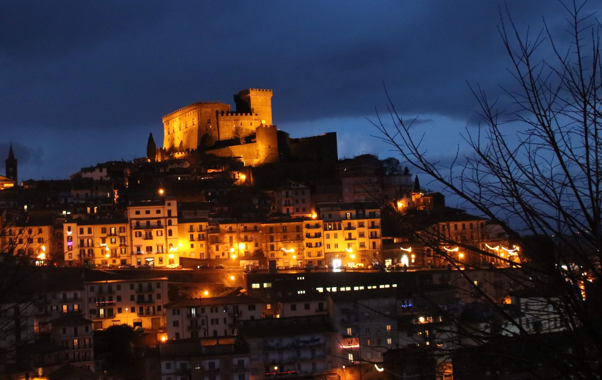 Soriano in Cimino at sunset at night