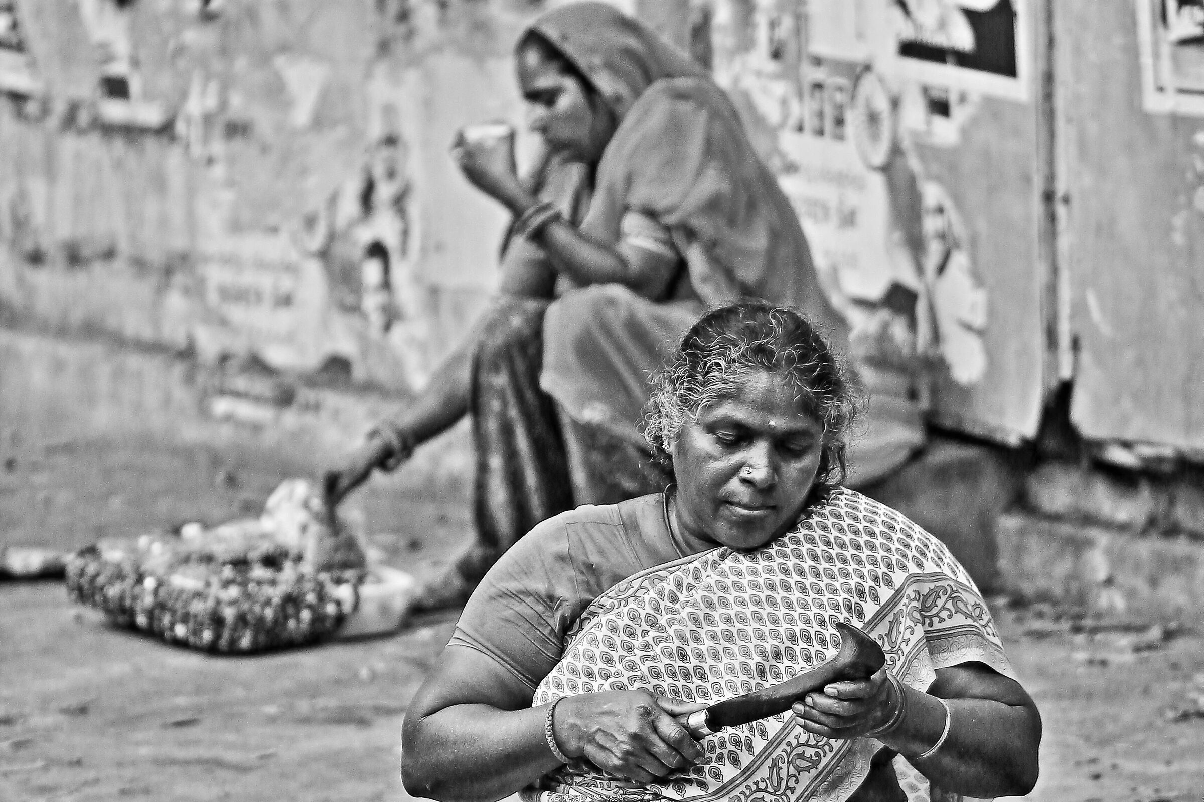 Woman with sickle