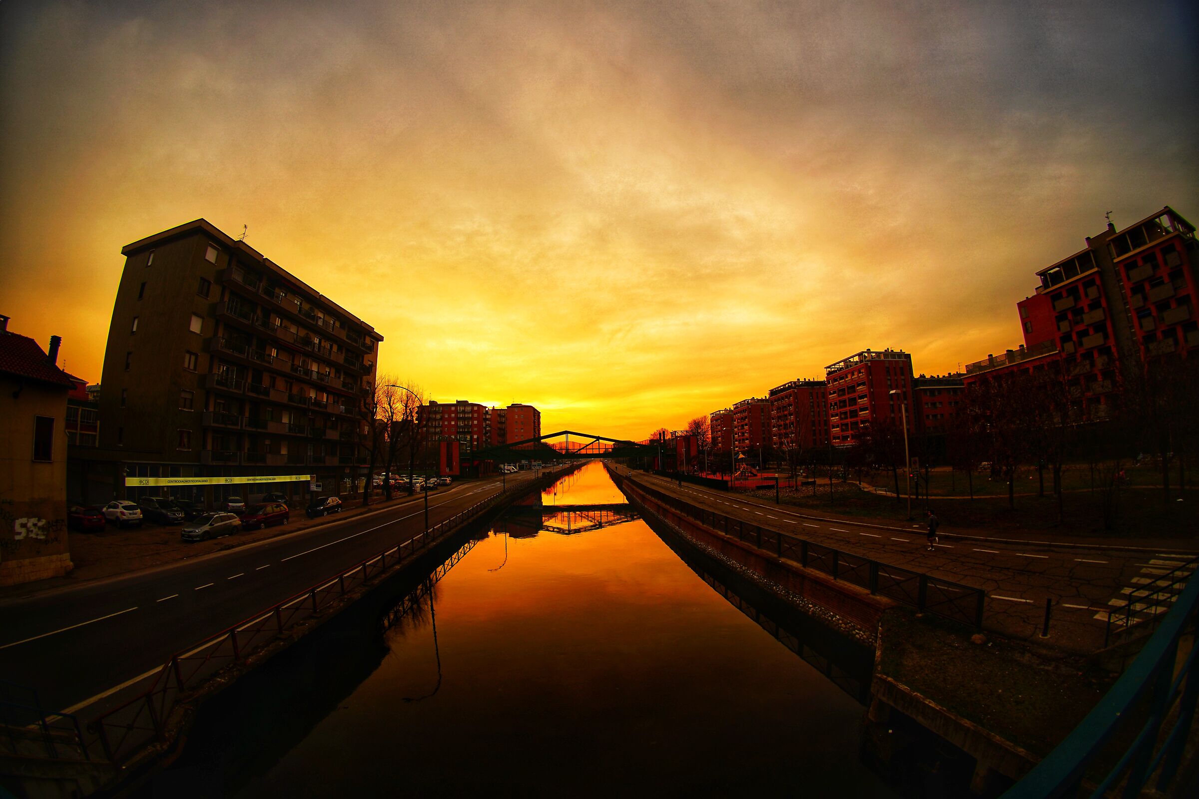 Naviglio at sunset