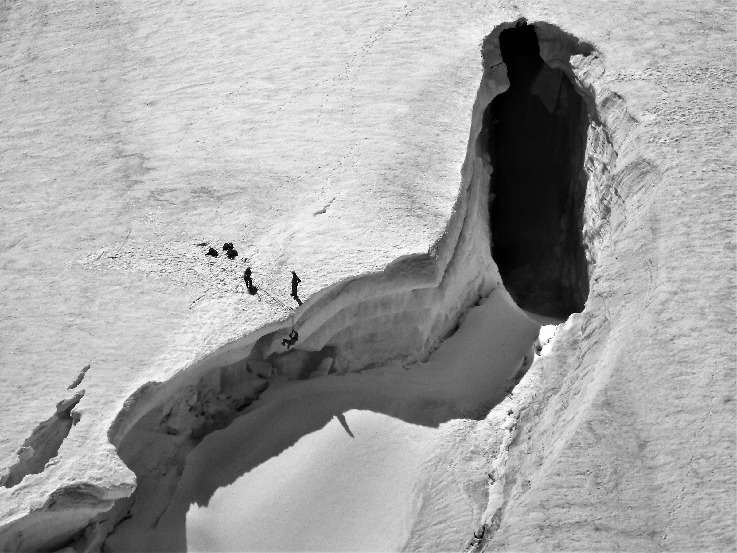trip in a crevasse of the Mont Blanc Glacier..