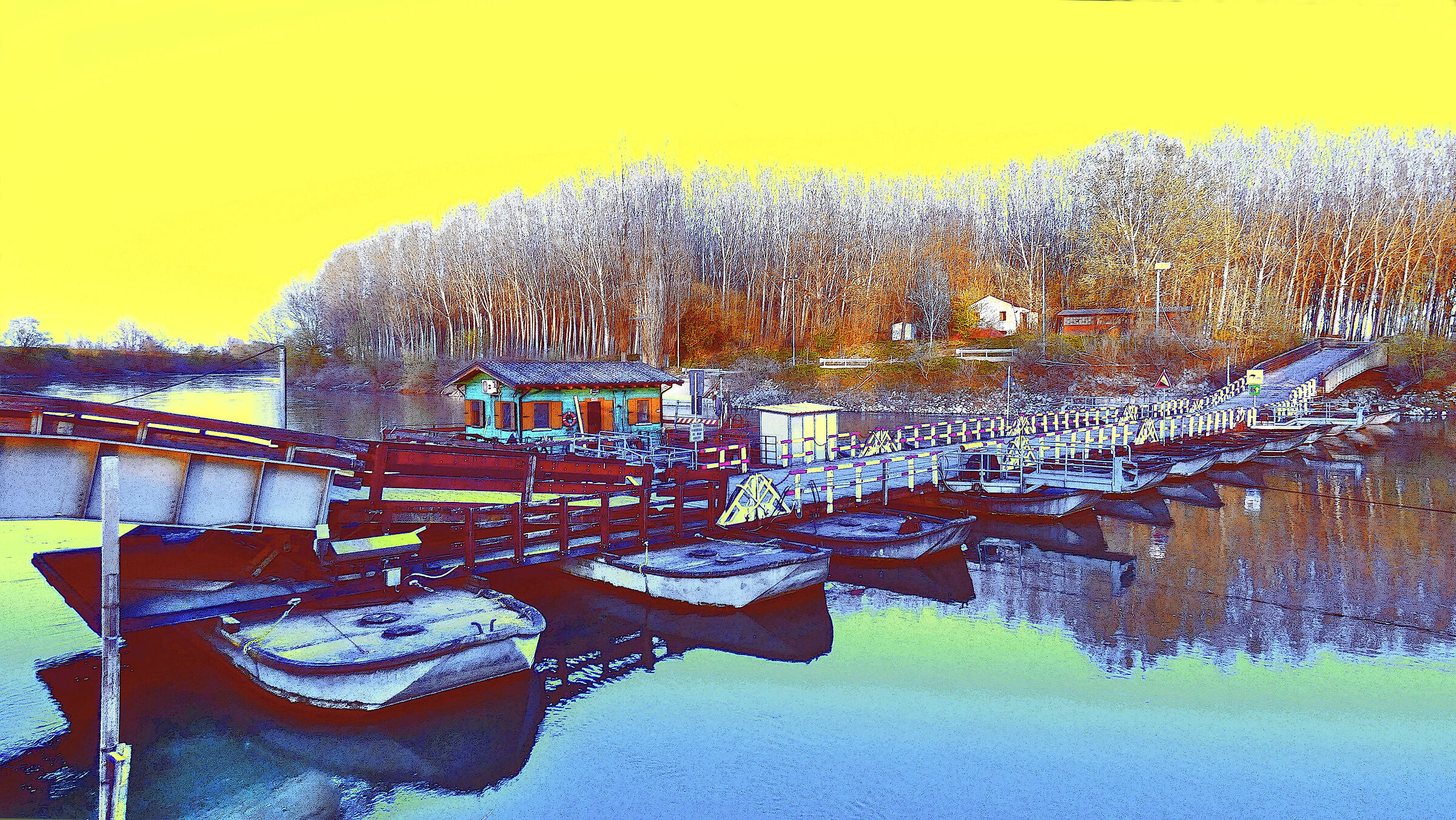 Bridge over Boats of Torre d'Oglio