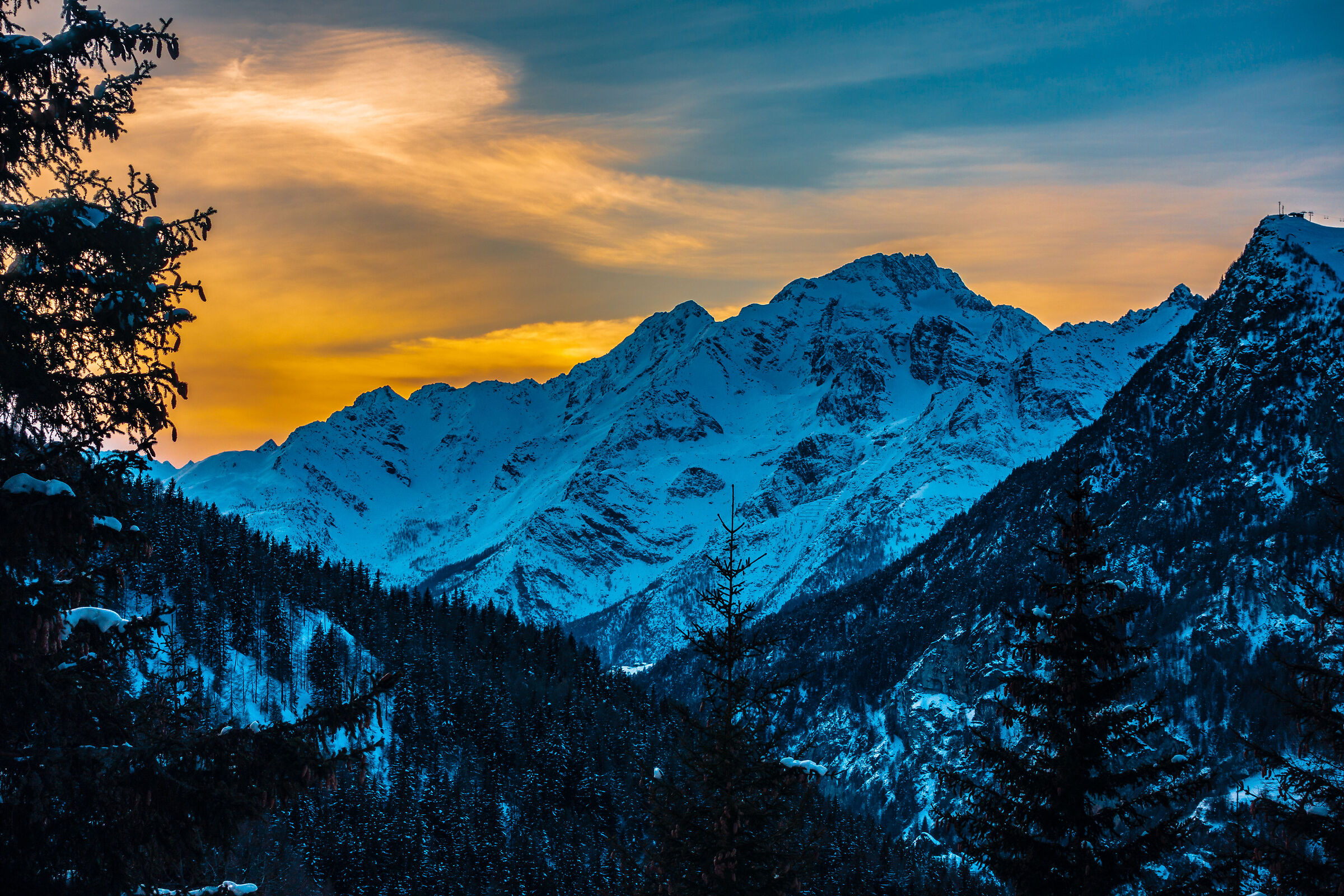 Sunset at high altitude