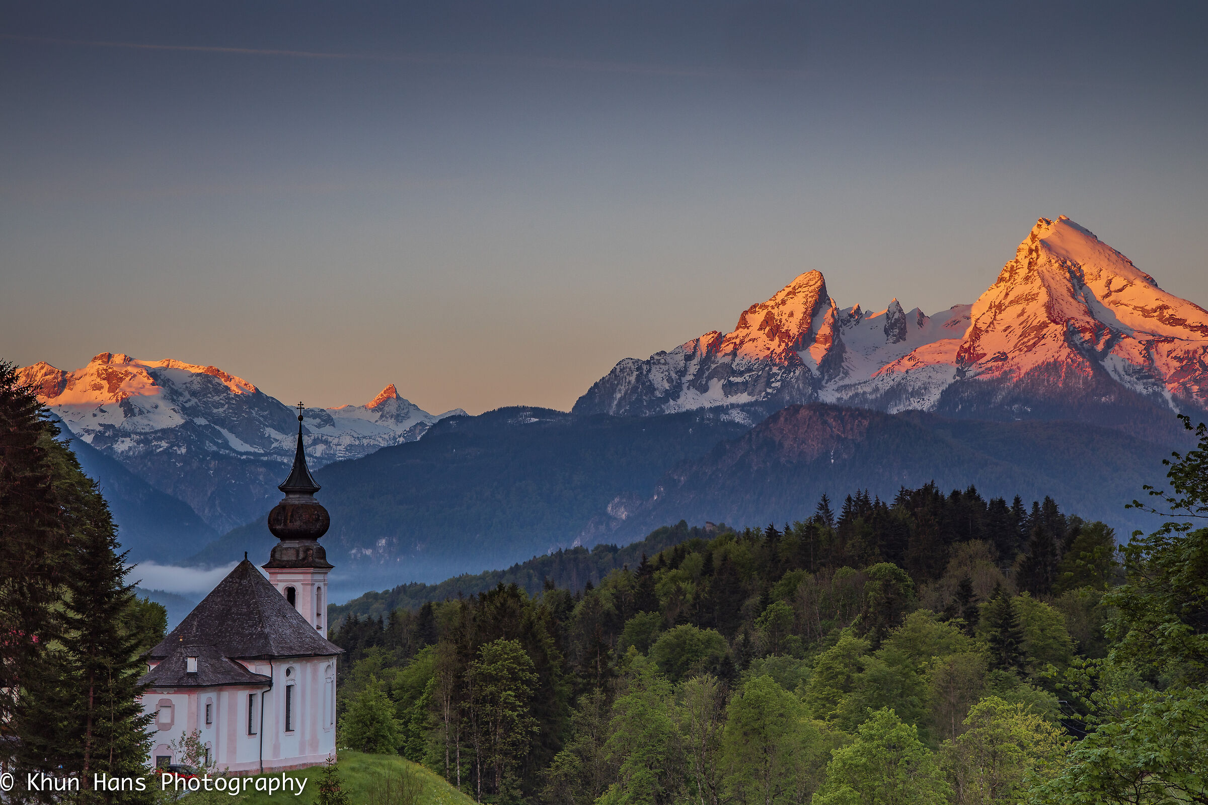Alba su Maria Gern Kirche, Berchtesgaden, Baviera