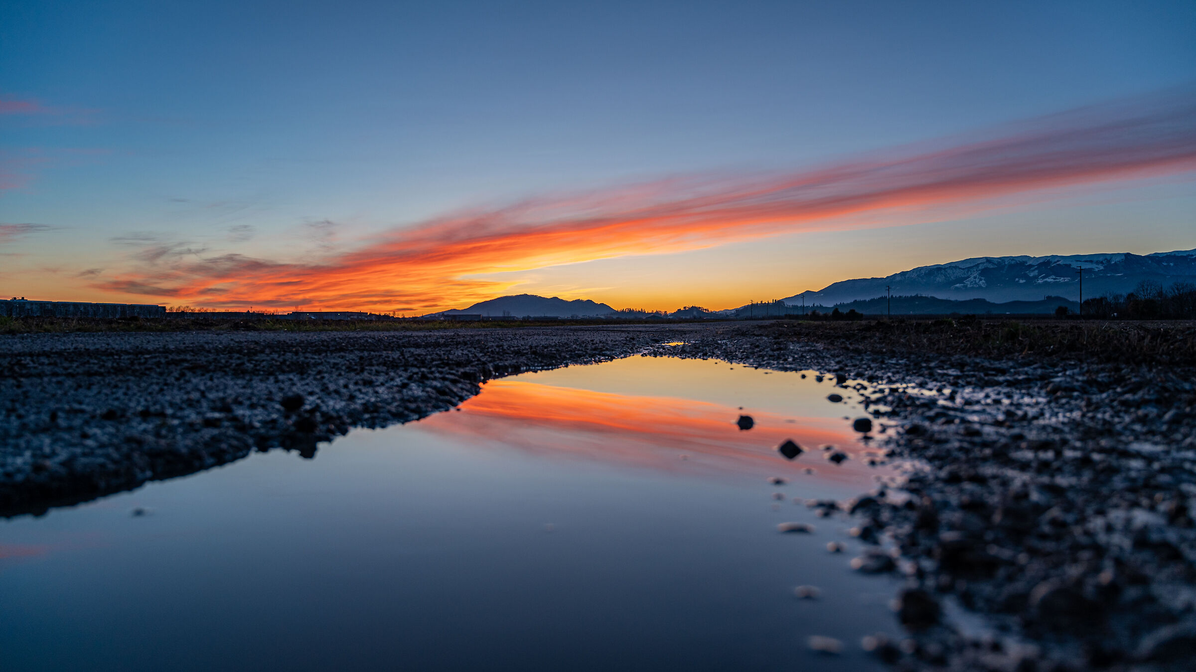 puddles at sunset