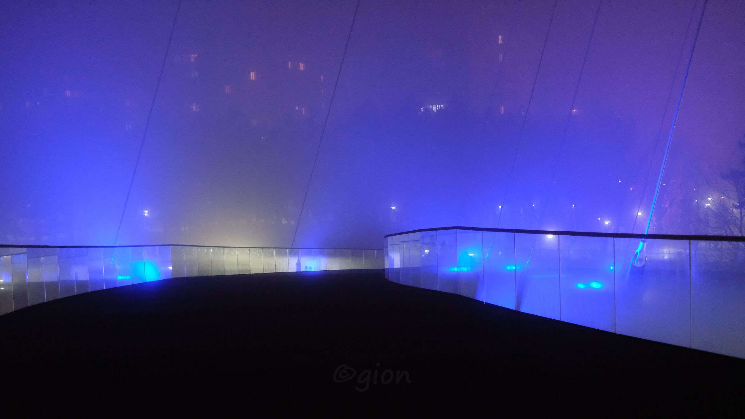 Suspended in the middle of fog