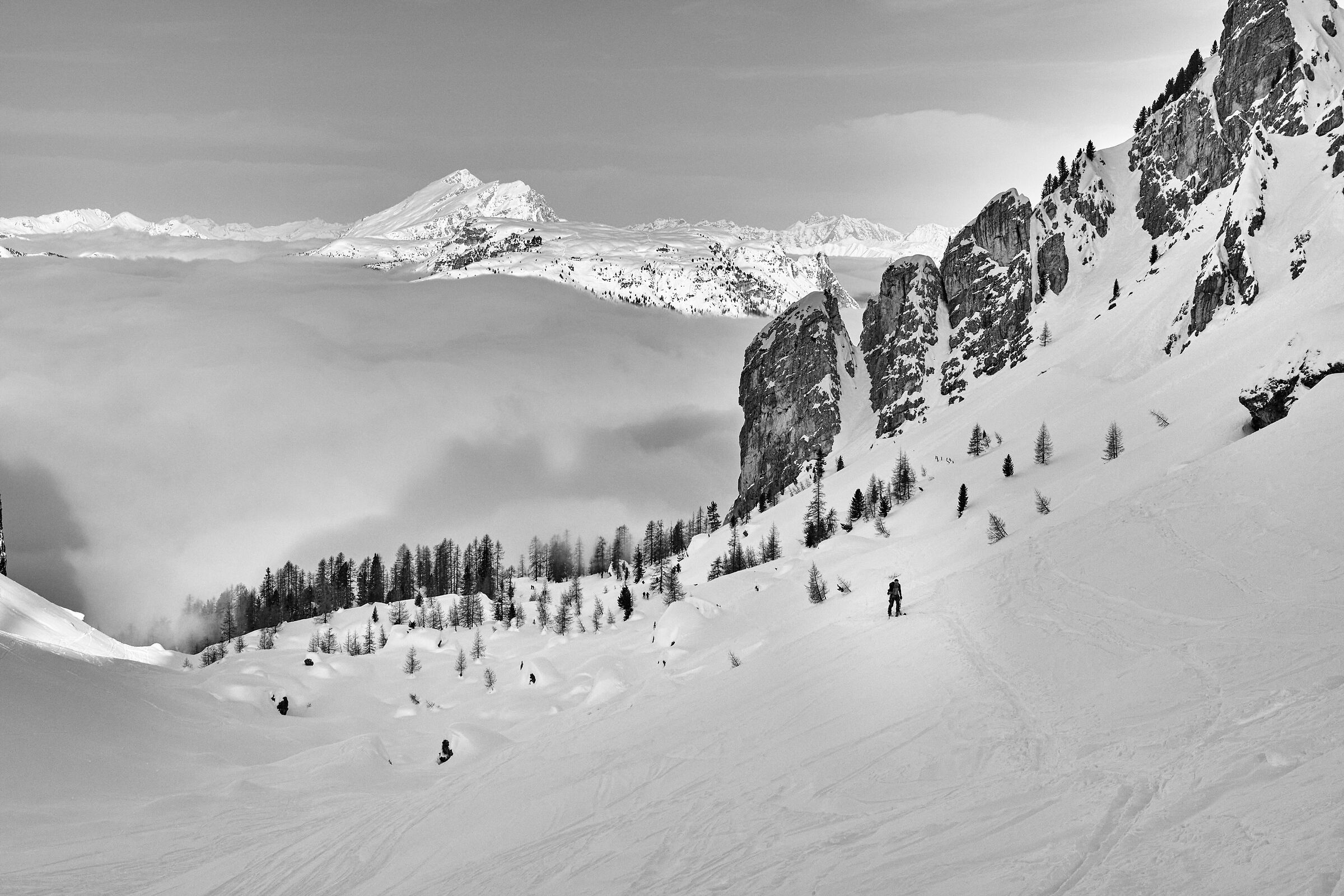 emerging from the clouds