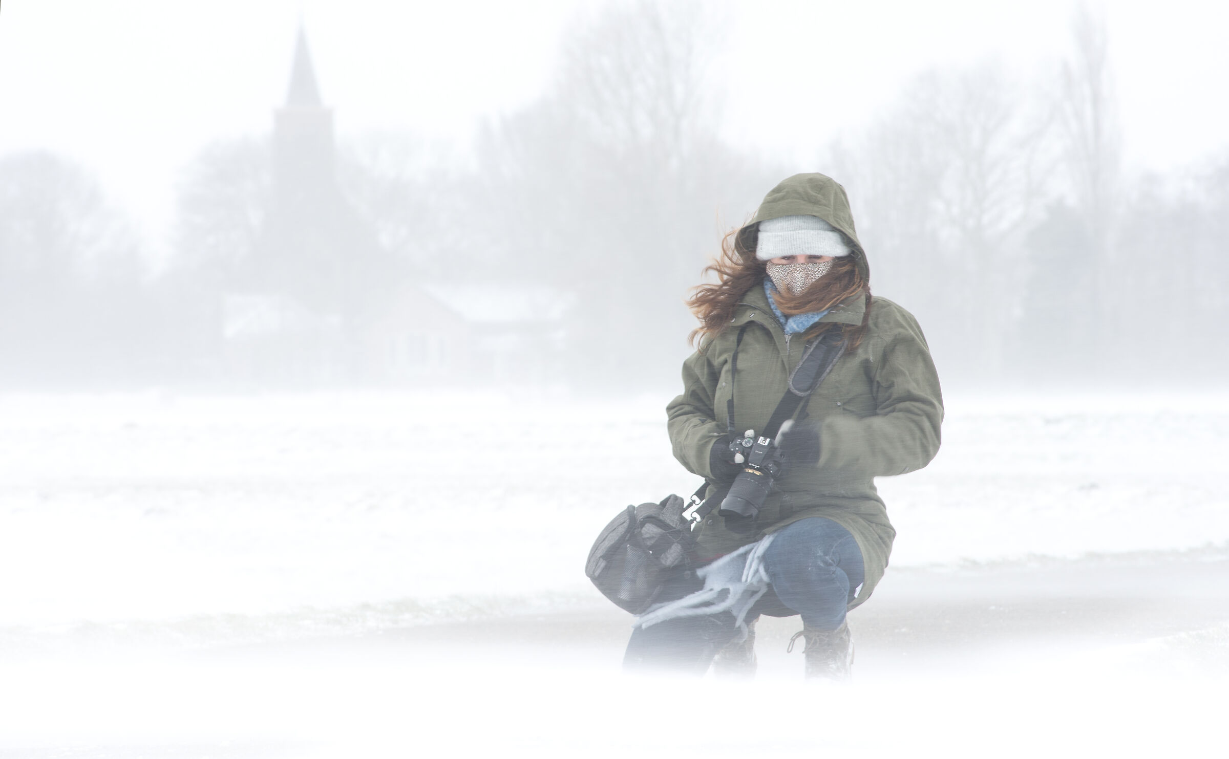 Fotografia in tempesta di neve