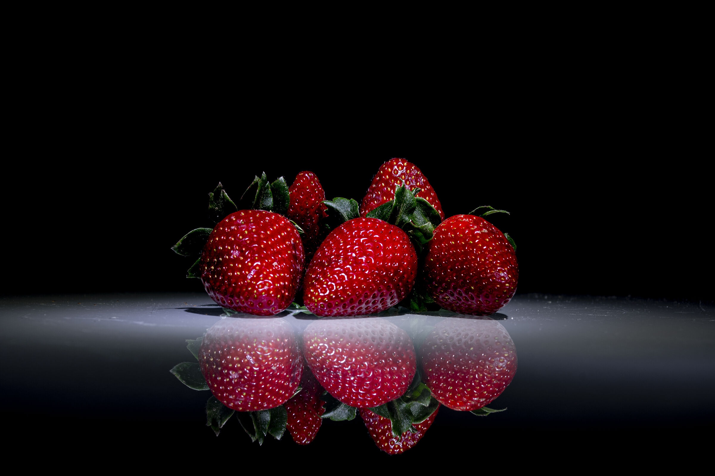 Strawberries served on a bed of light