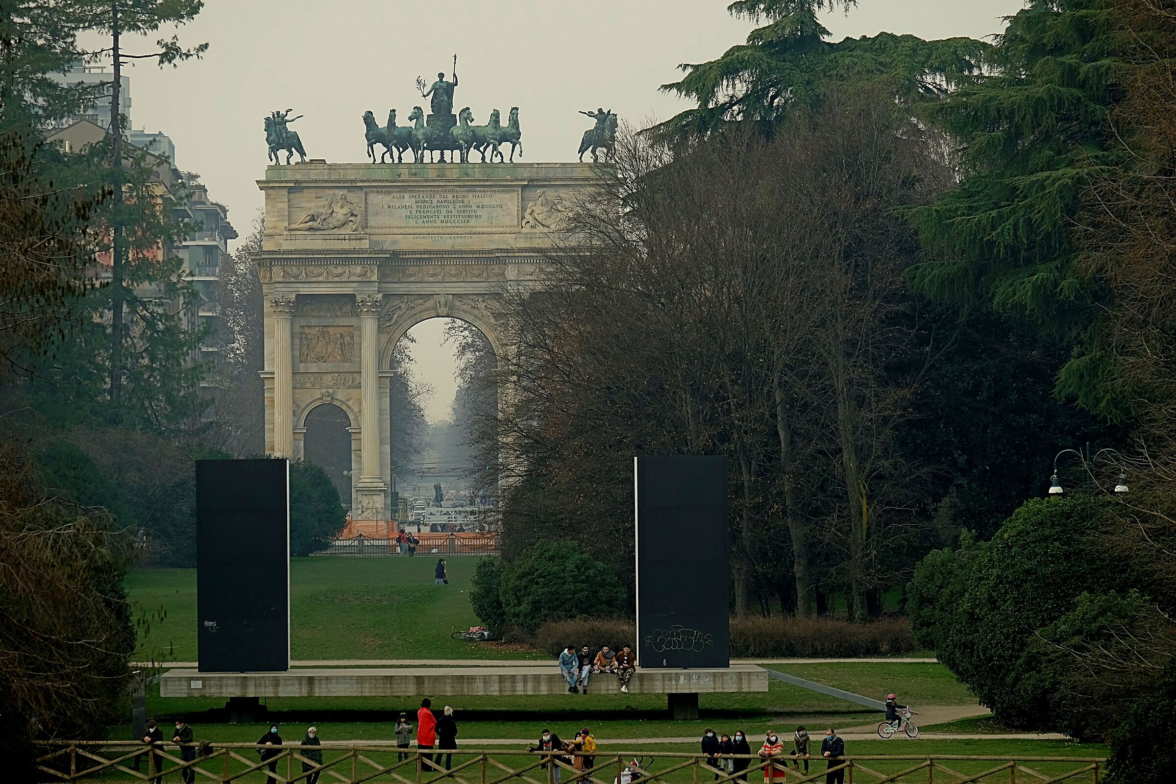 Simplon Park and Arch of Peace.