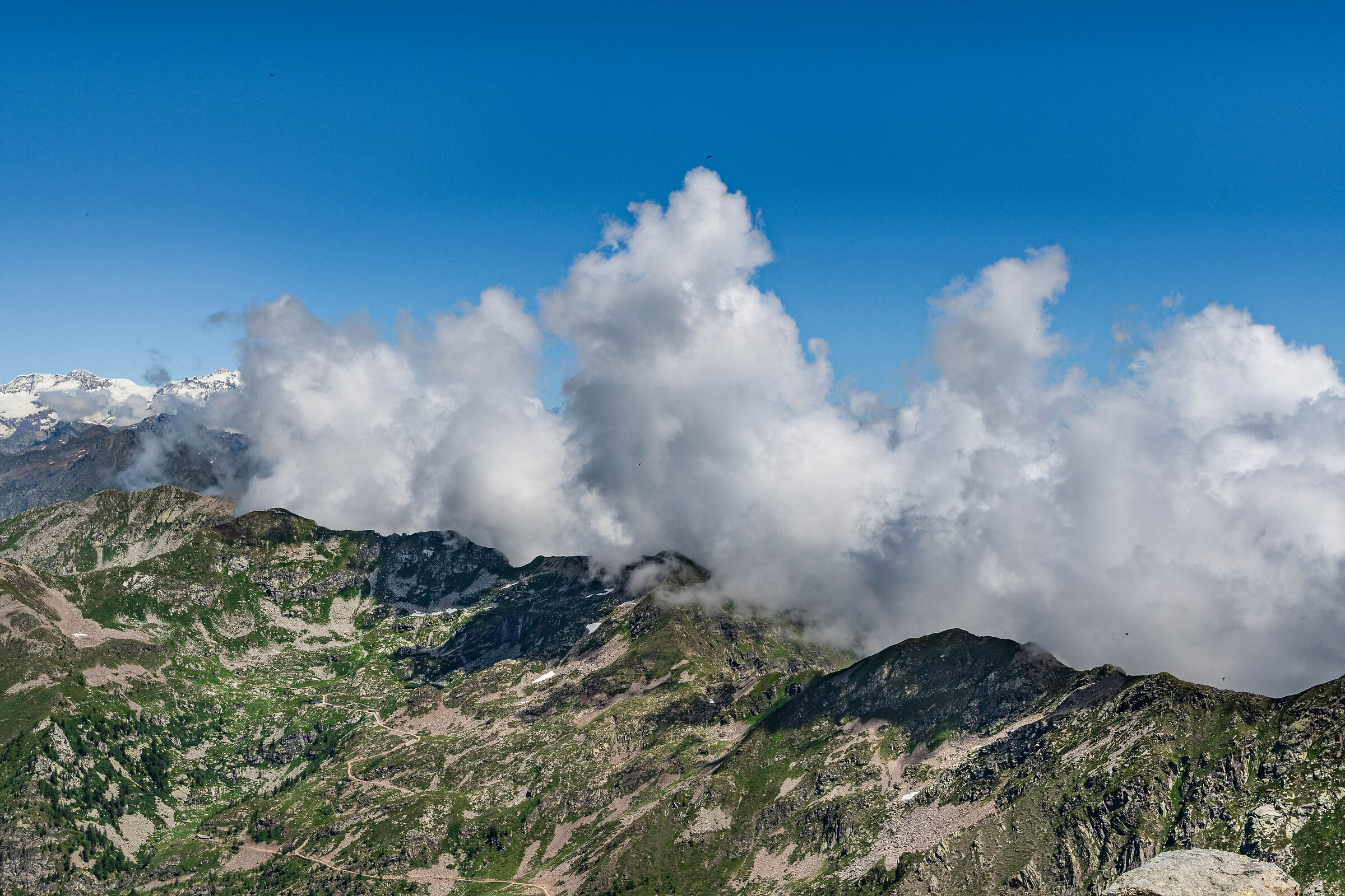 Clouded mountains on the Aosta Valley side