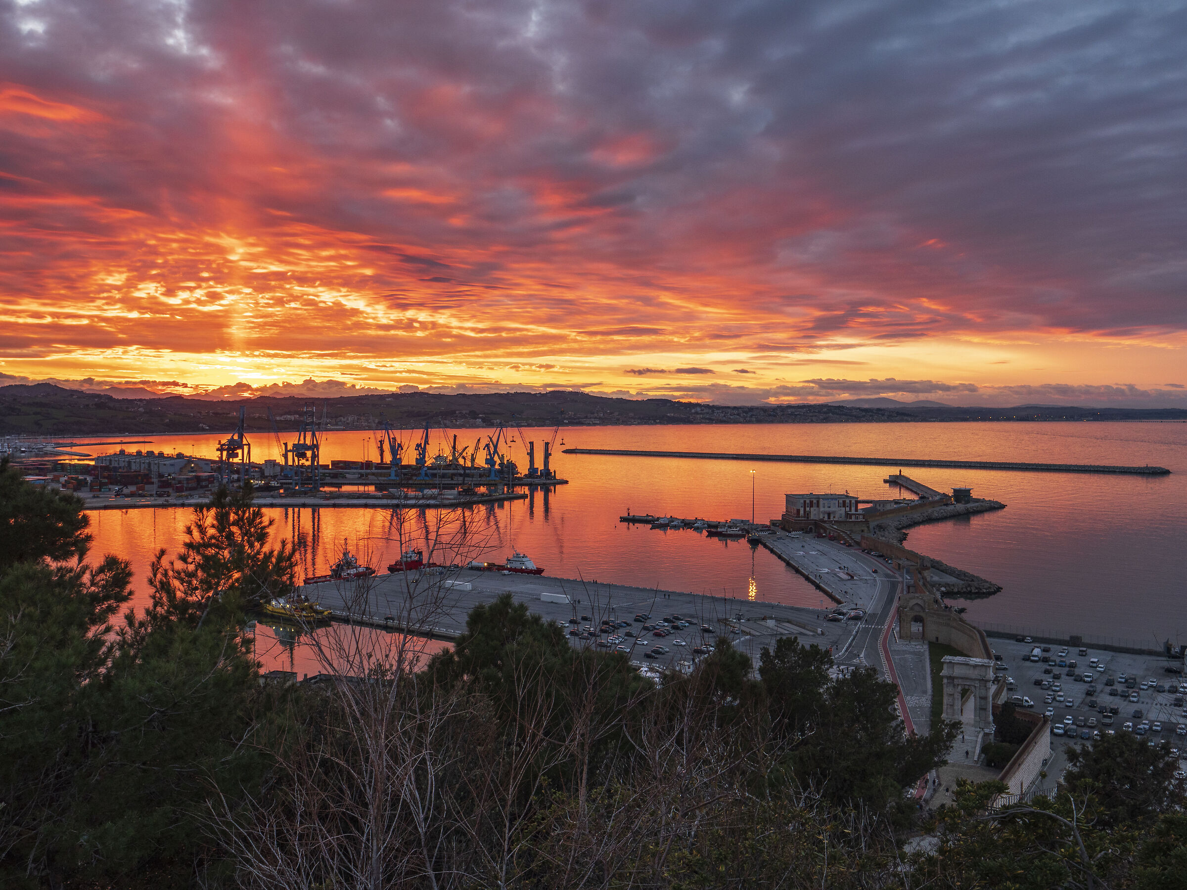 Port of Ancona at sunset