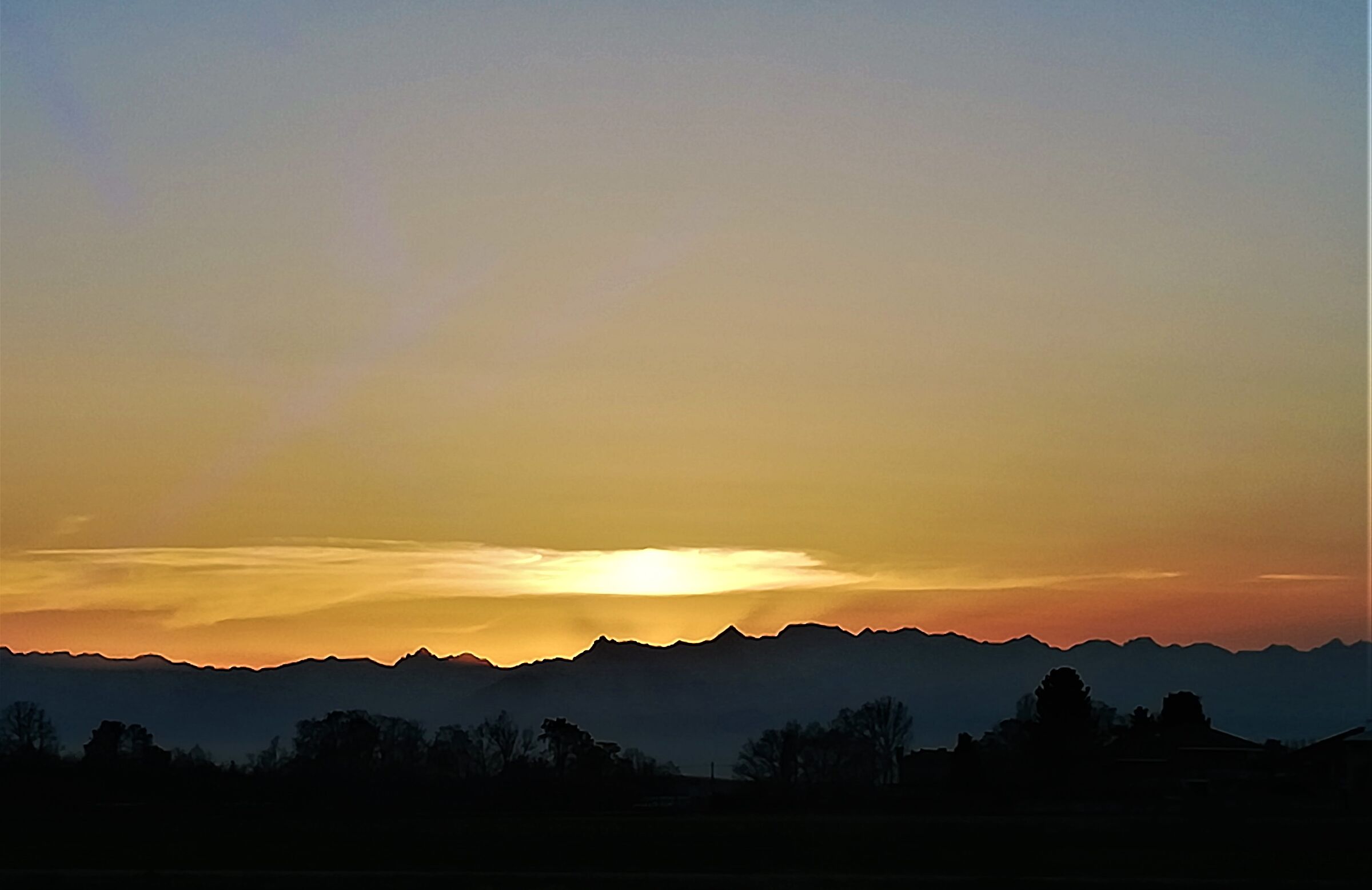 sunset over the alps