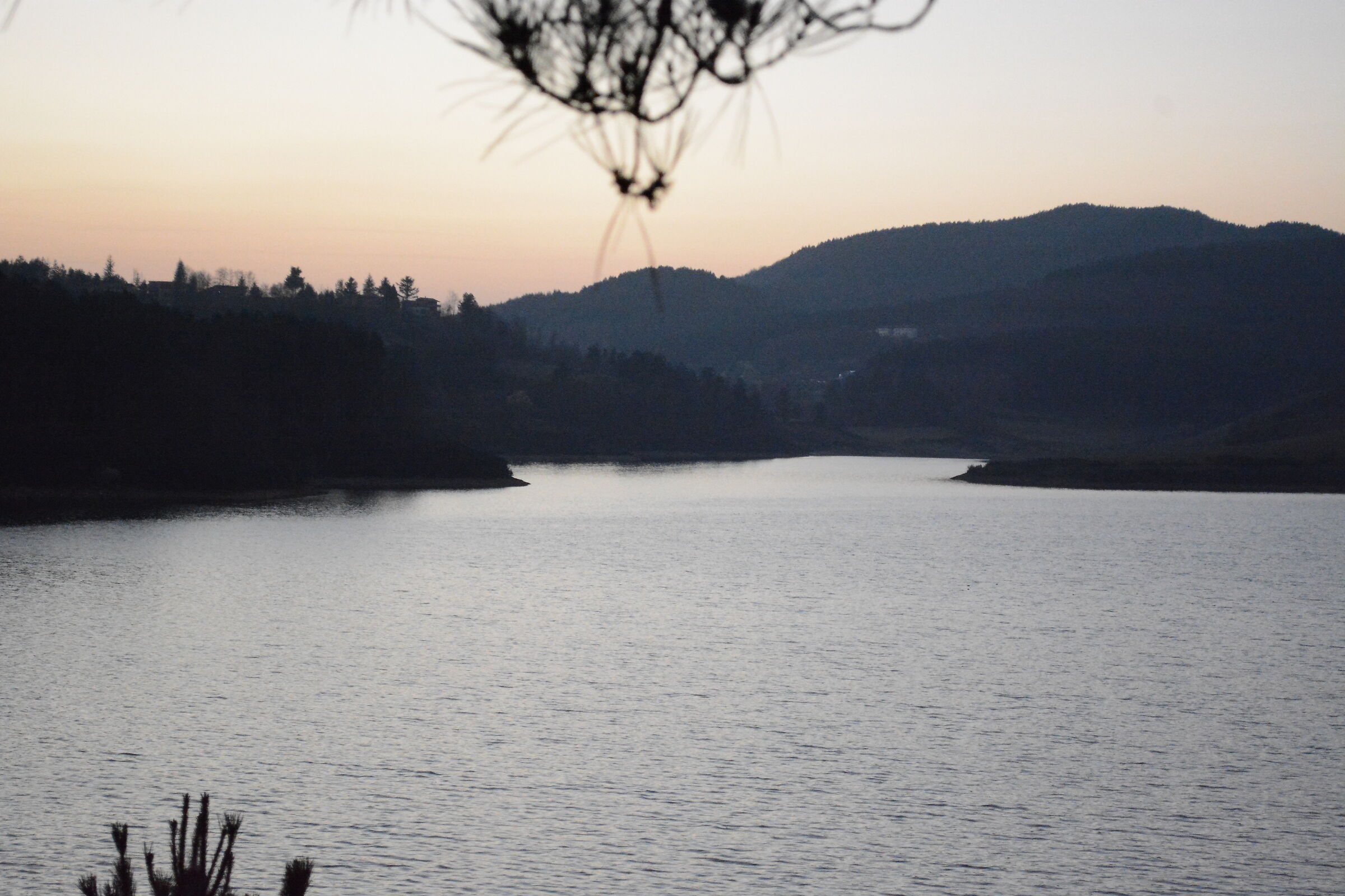 View after dark on the lake passing through Sila