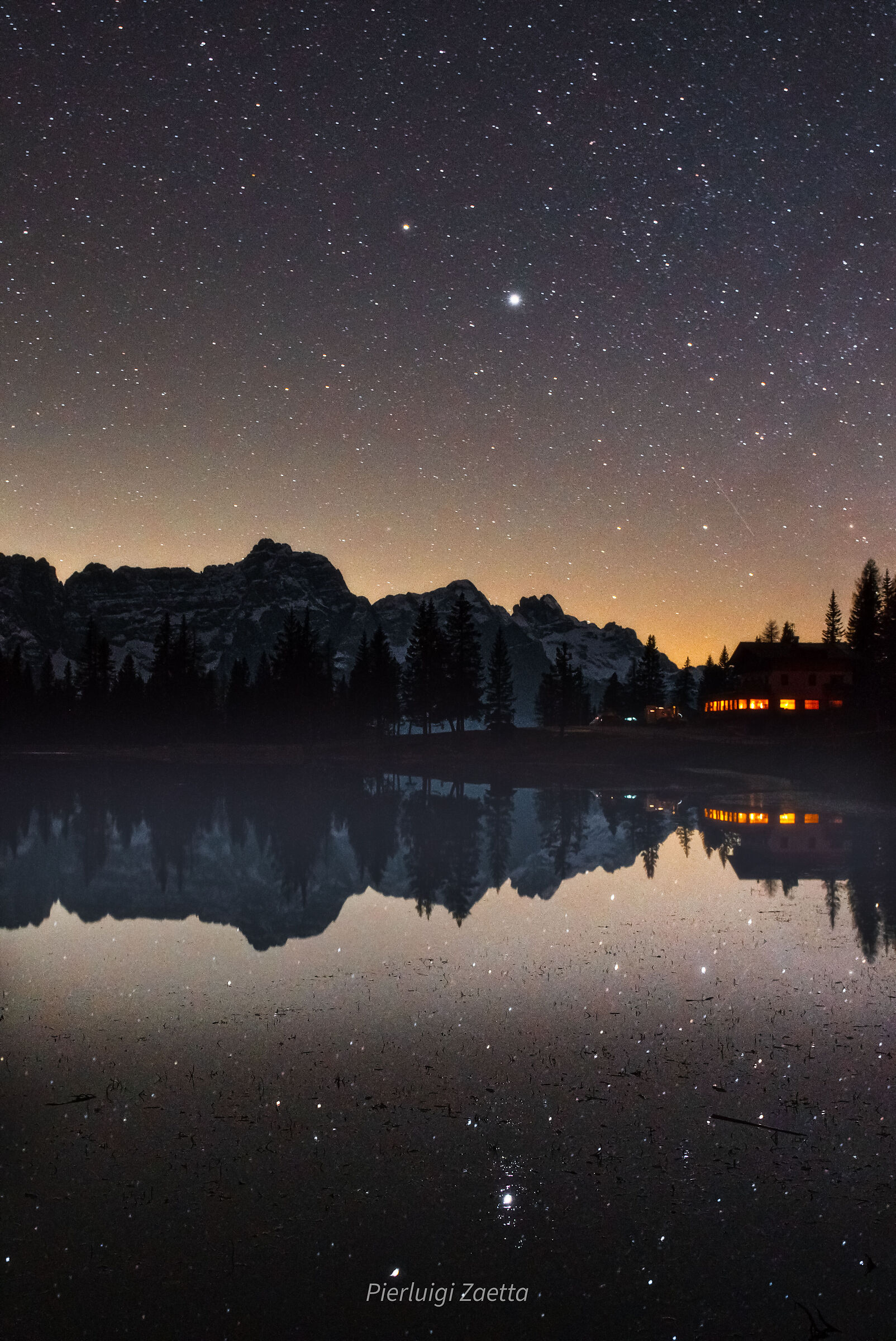Magic night at Antorno's lake, Misurina, Bl