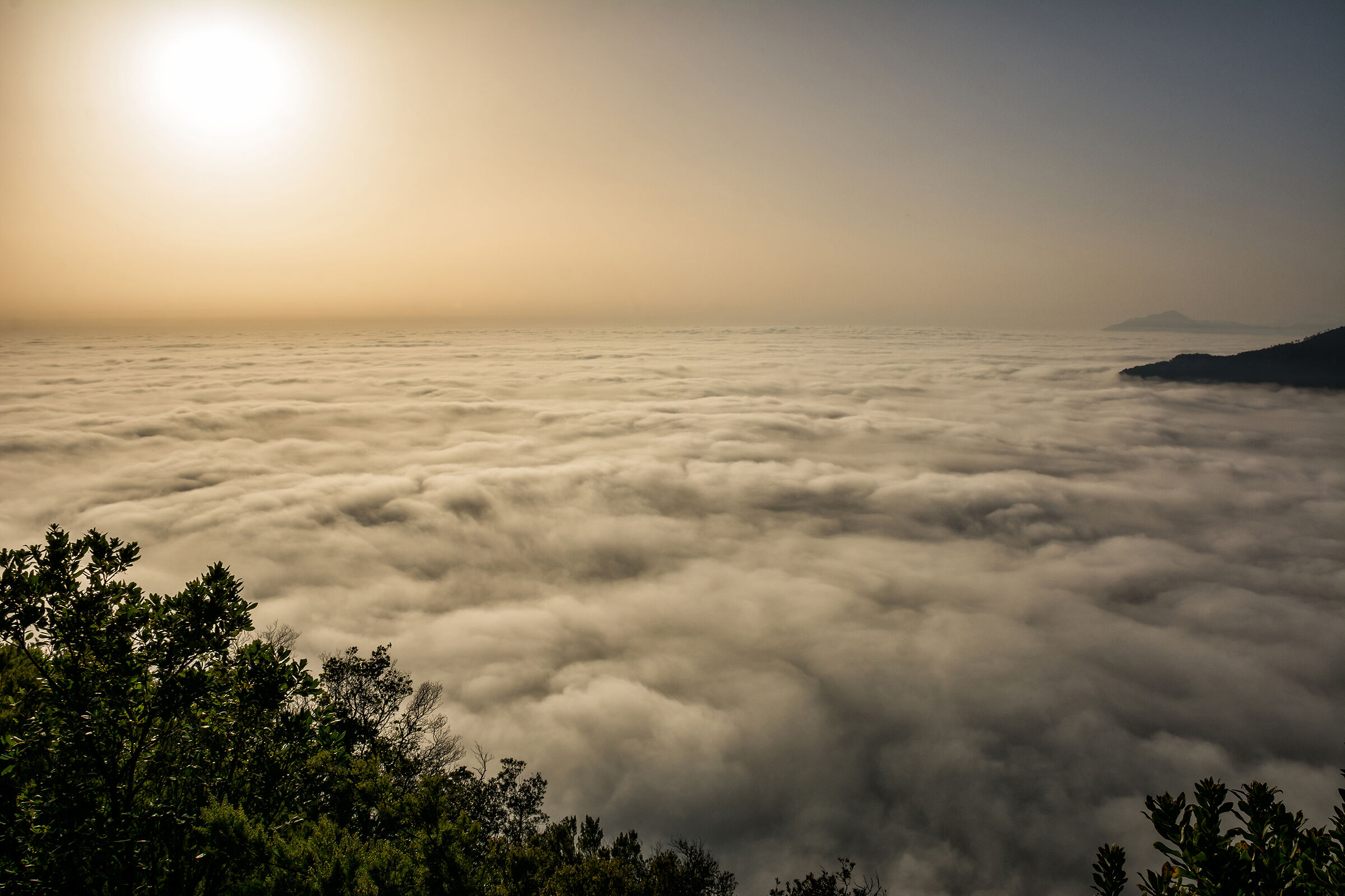 A sea of clouds over the sea