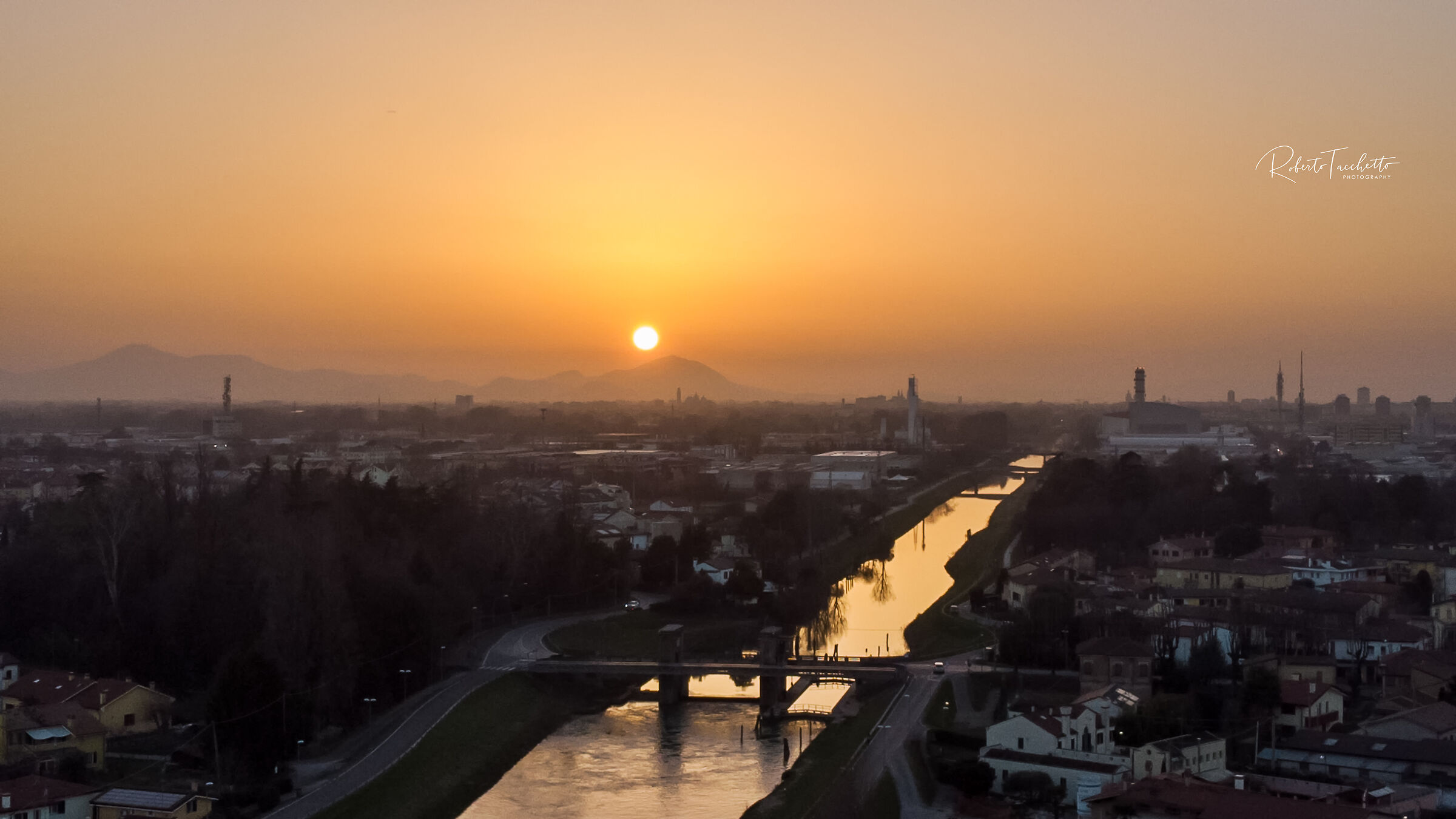 Sunset over the river
