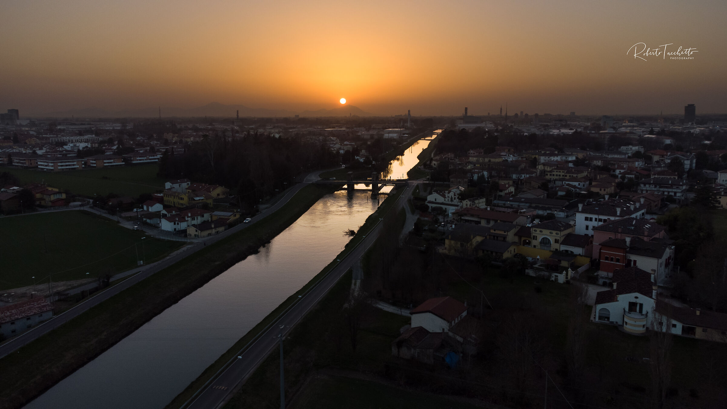 Sunset over the river