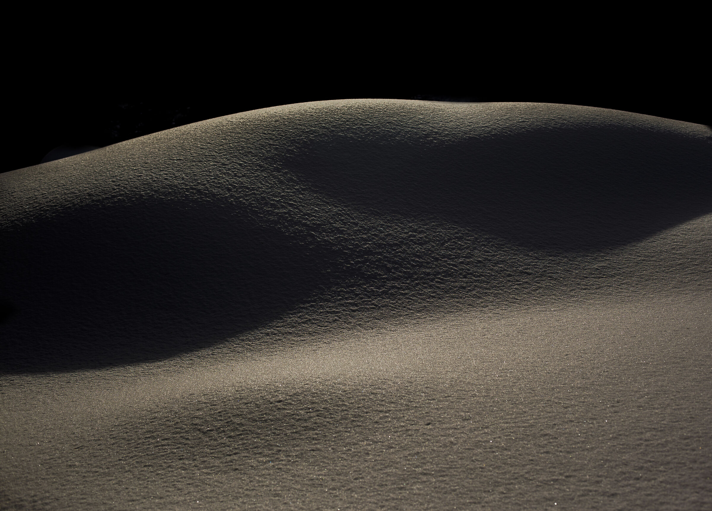 the snow looks at me