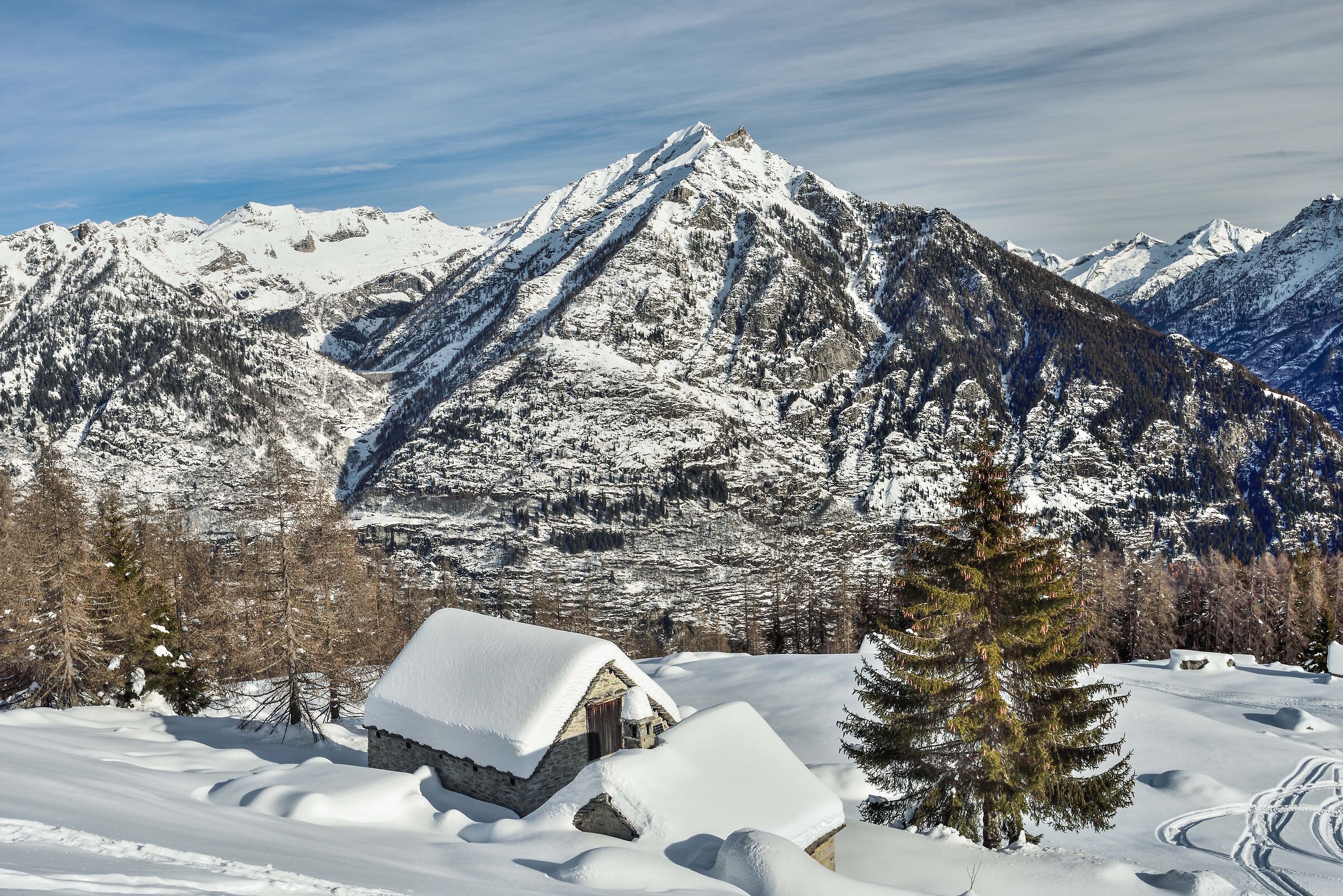 lungo la ripida salita dall'Alpe Deccia inferiore