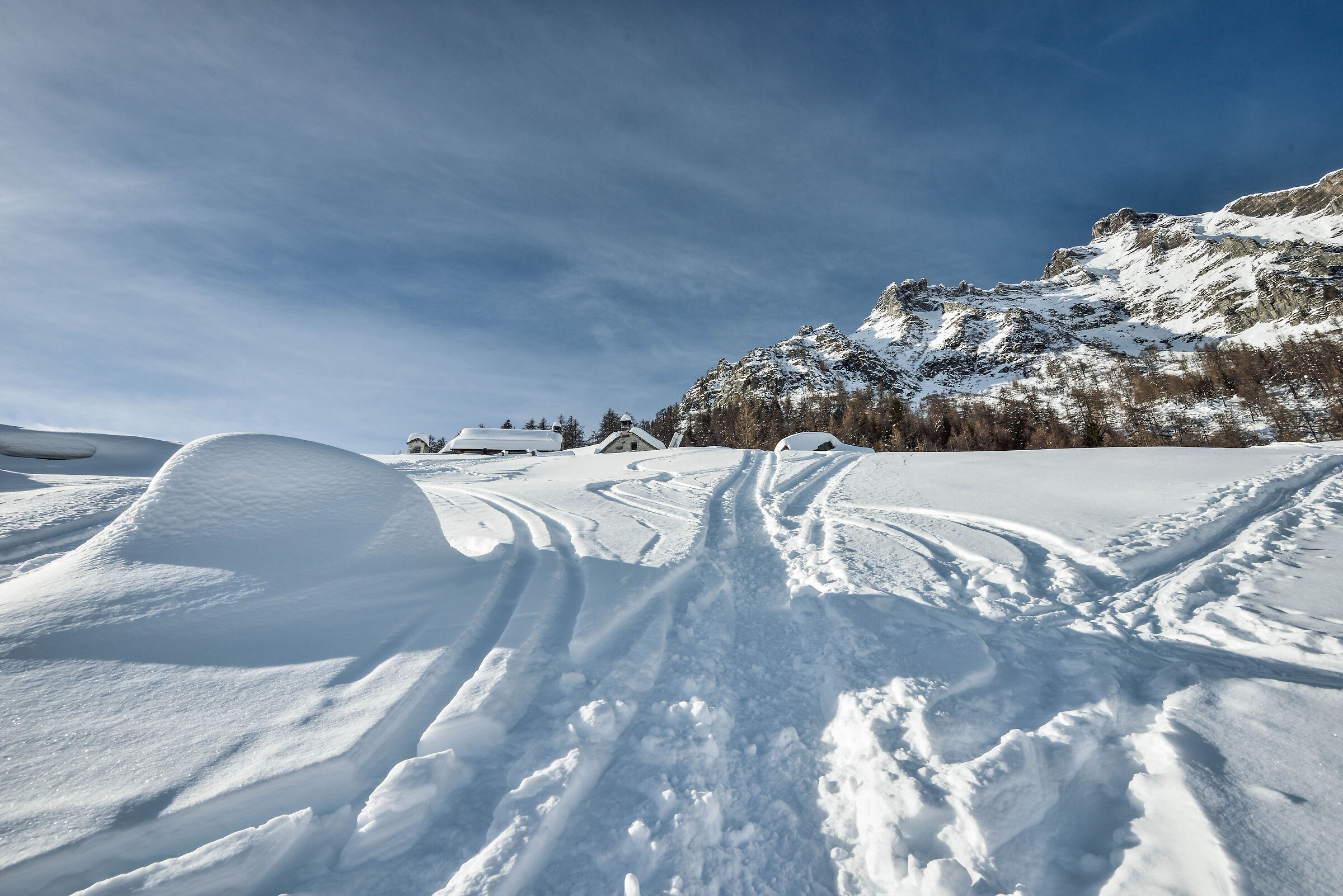 lungo la ripida salita dall'Alpe Deccia inferiore