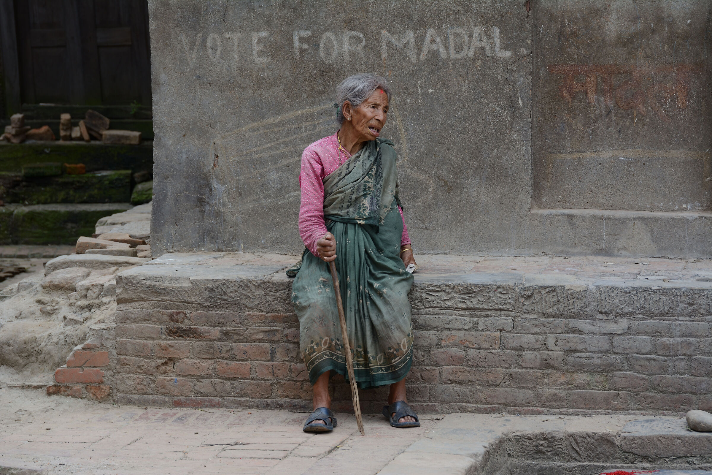 Kathmandu, street elderly woman