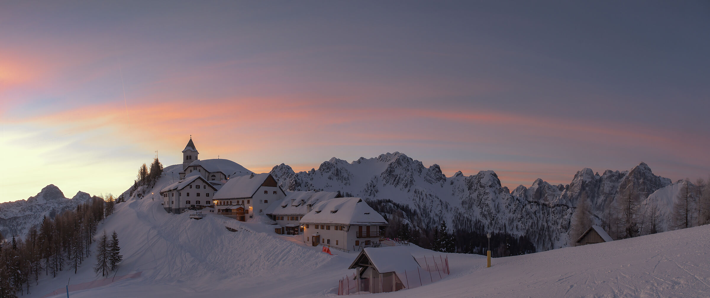 Sunrise overview at Lussari