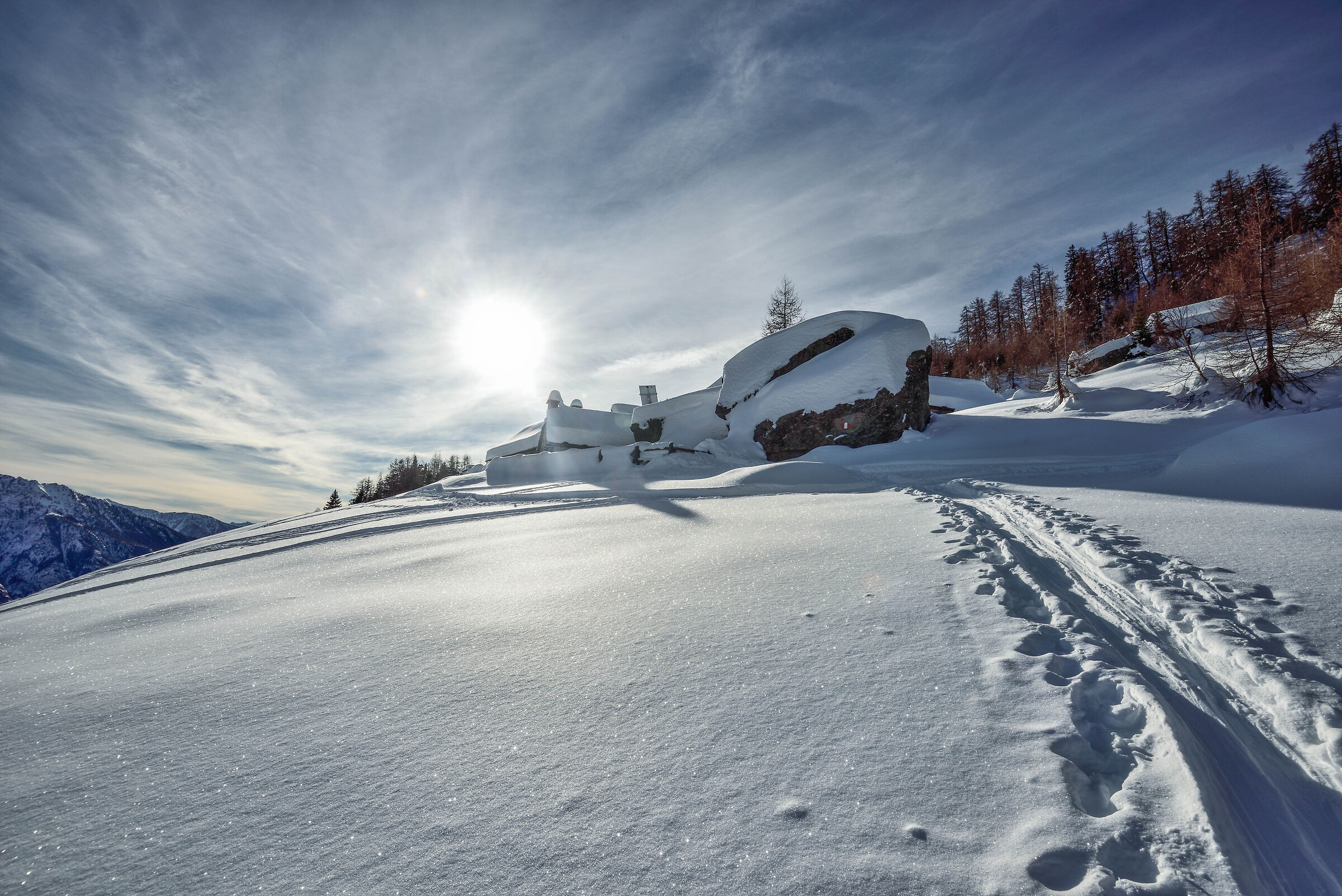 lungo la ripida salita verso l'Alpe Deccia superiore