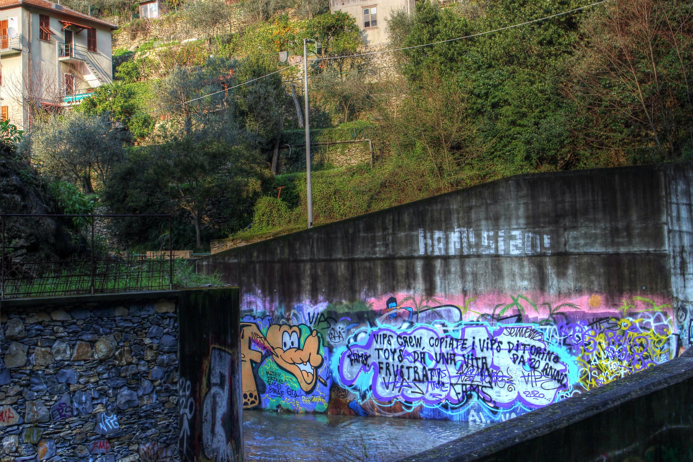 along a country road