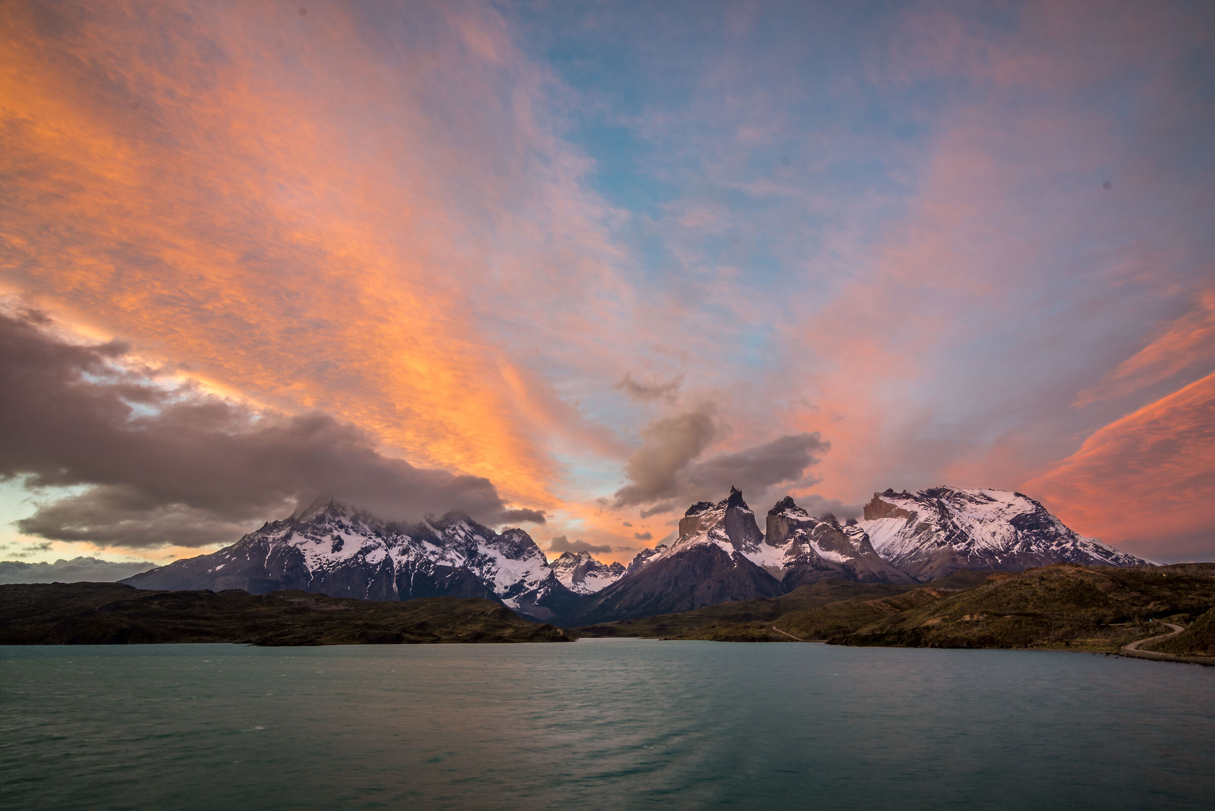 Sunset over the Towers of Paine