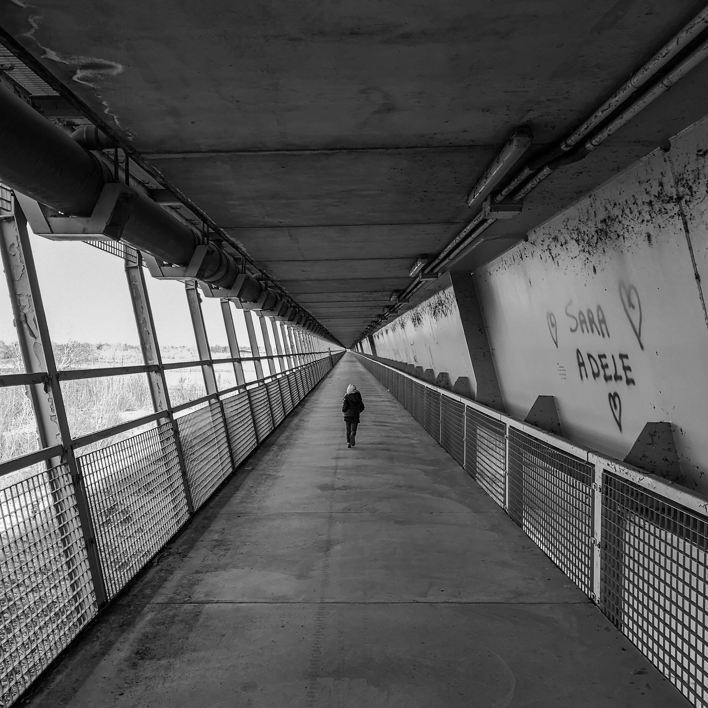 Strolling on the footbridge