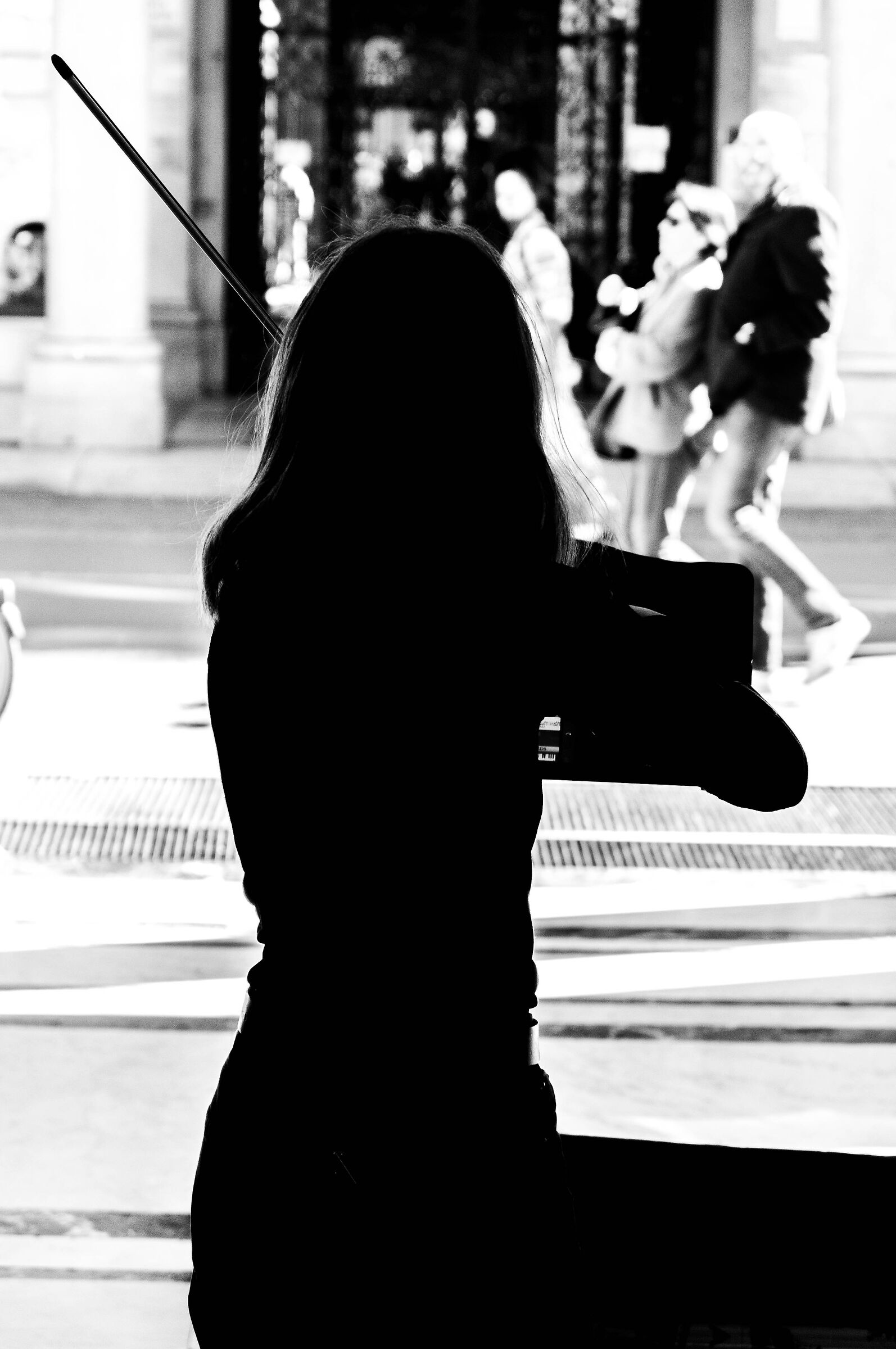 Violinist in silhouette