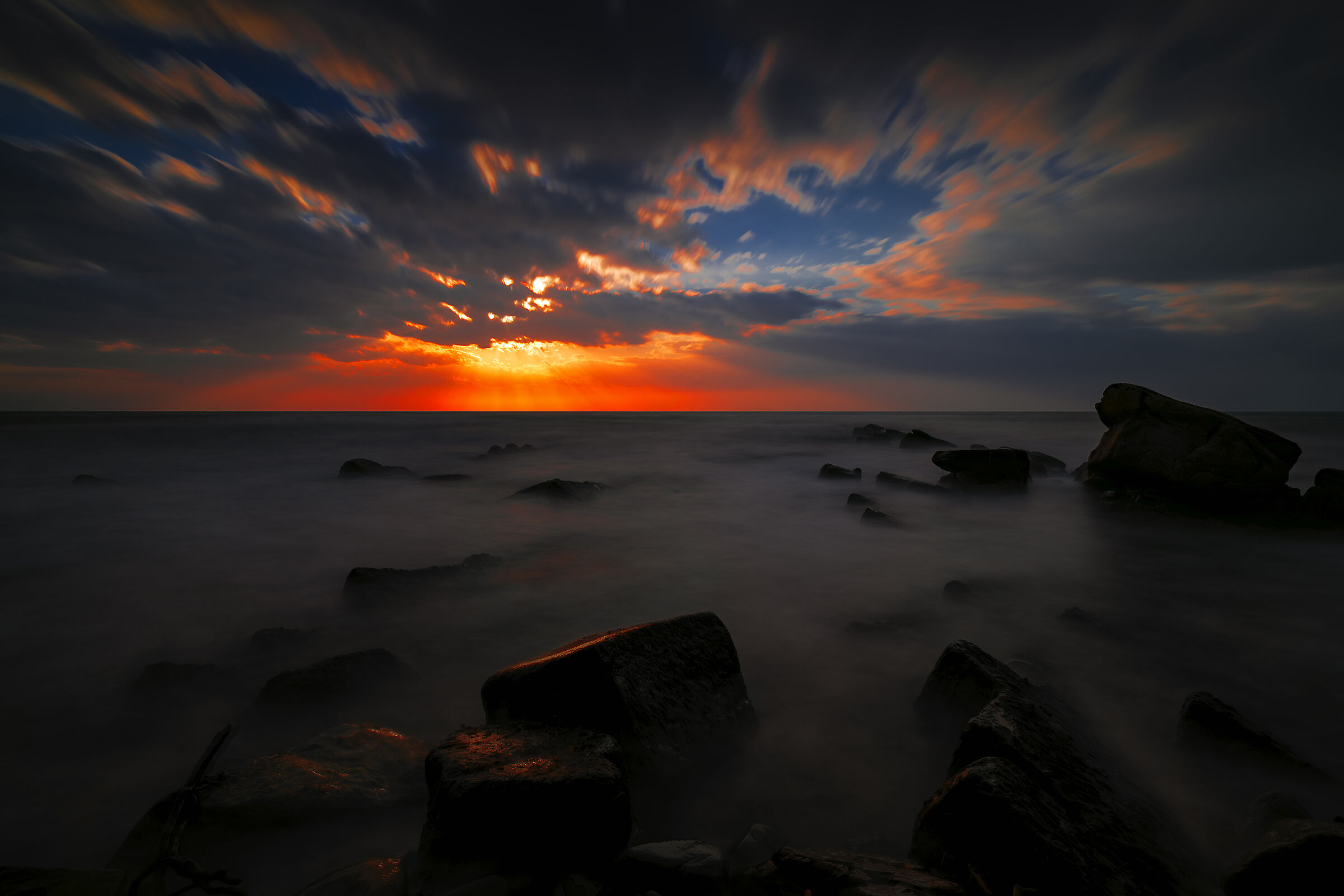 the lights come on here on the sea....