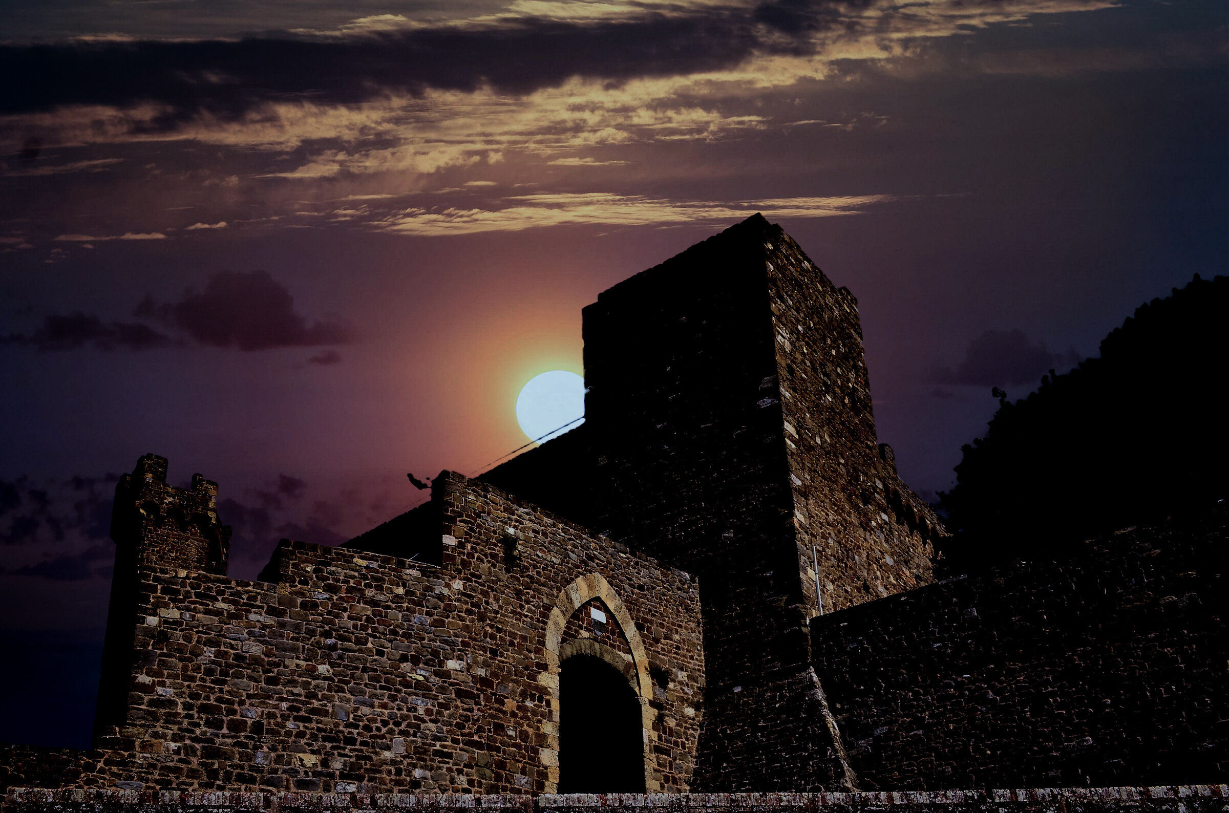 Sunset over montalcino castle (dark)