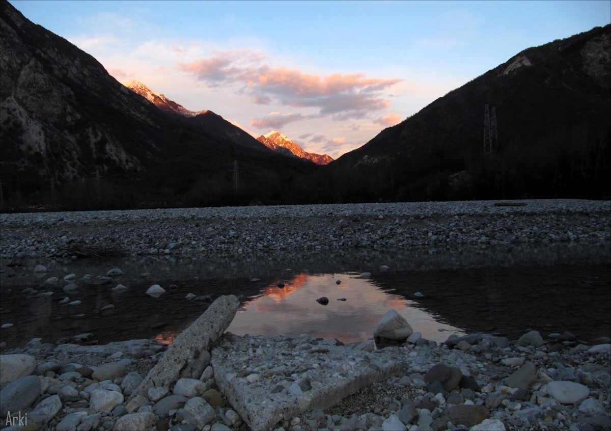 Il tagliamento al tramonto
