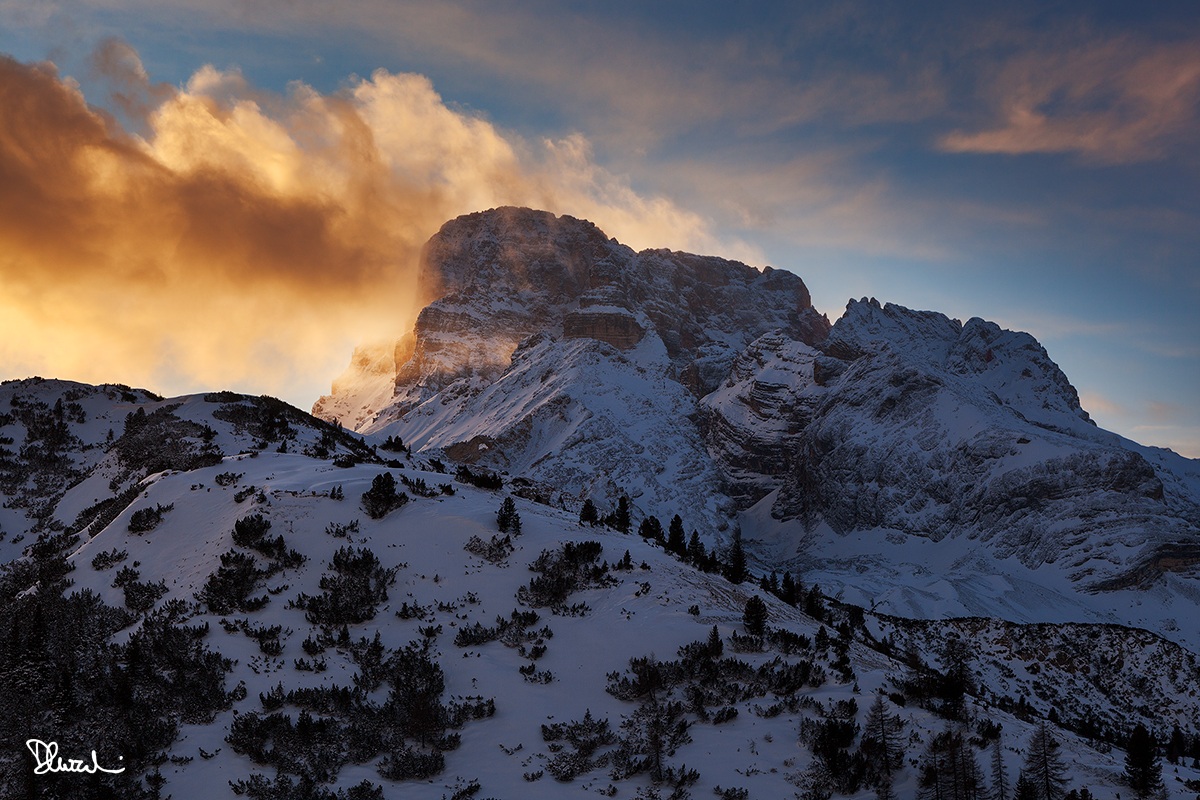 Tramonto invernale sulla Croda Rossa d'Ampezzo
