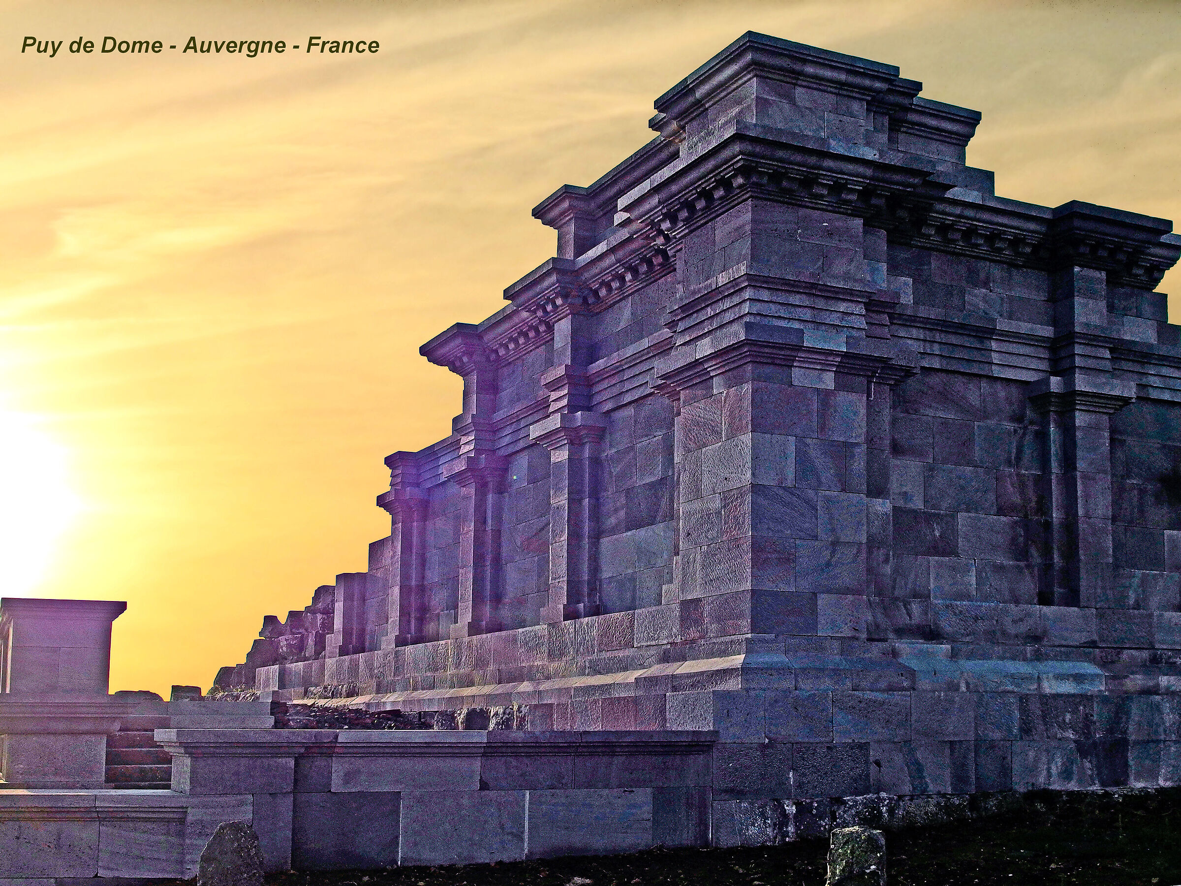 Reconstruction of a Roman temple at Puy de Dome.