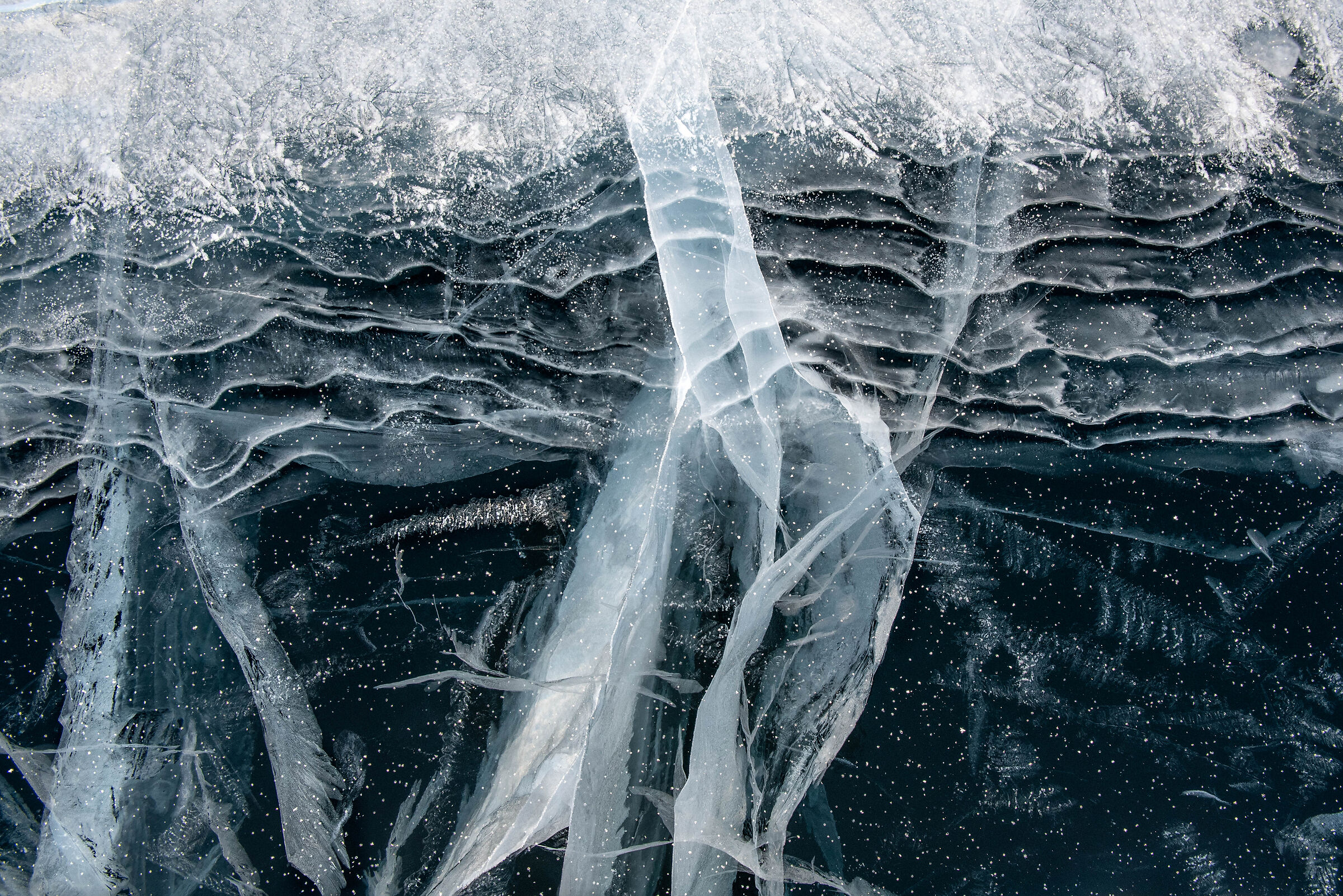 Strange drawings in the frozen lake