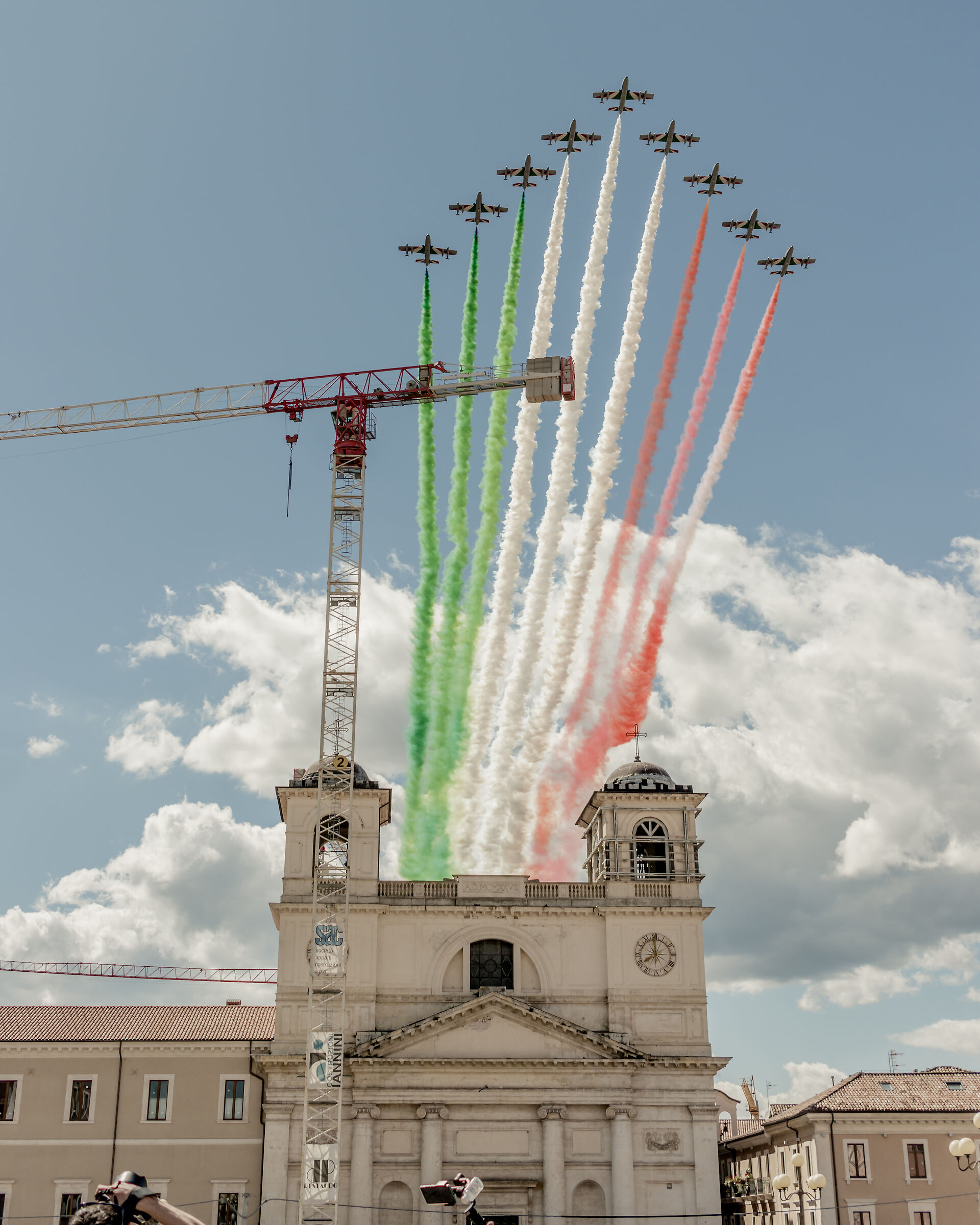 Frecce Tricolori on the Duomo, L'Aquila