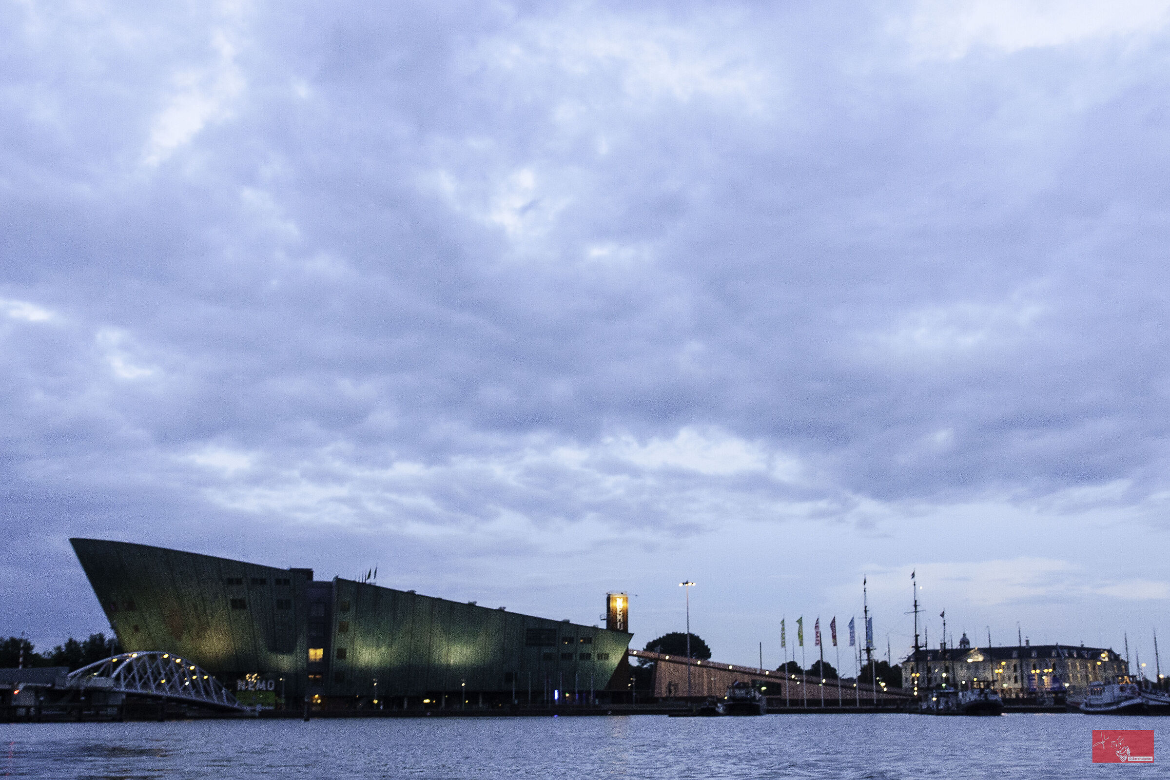 Blue hour overview from amsterdam canals...
