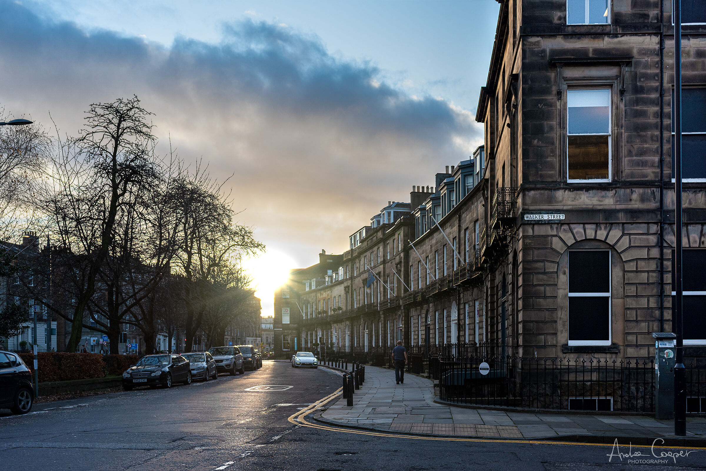 Edinburgh street sunset