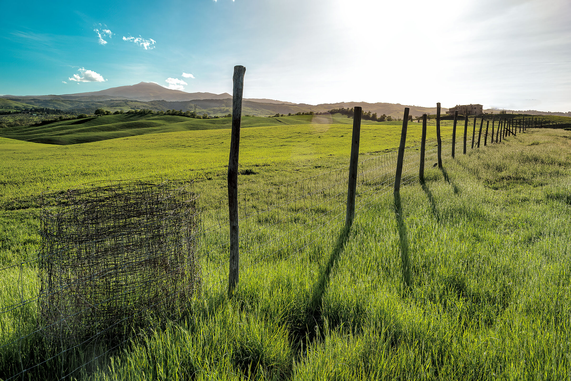val d'orcia sud ,sullo sfondo Amiata al quasi tramonto