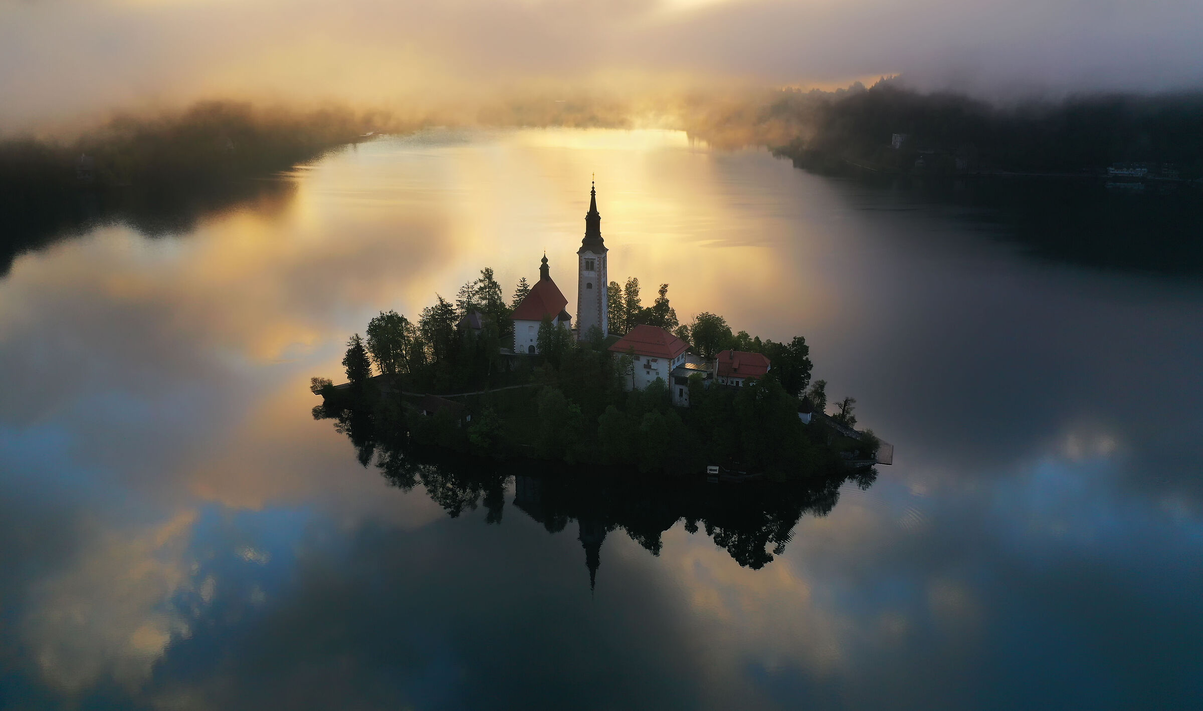 Veduta aerea del lago di Bled