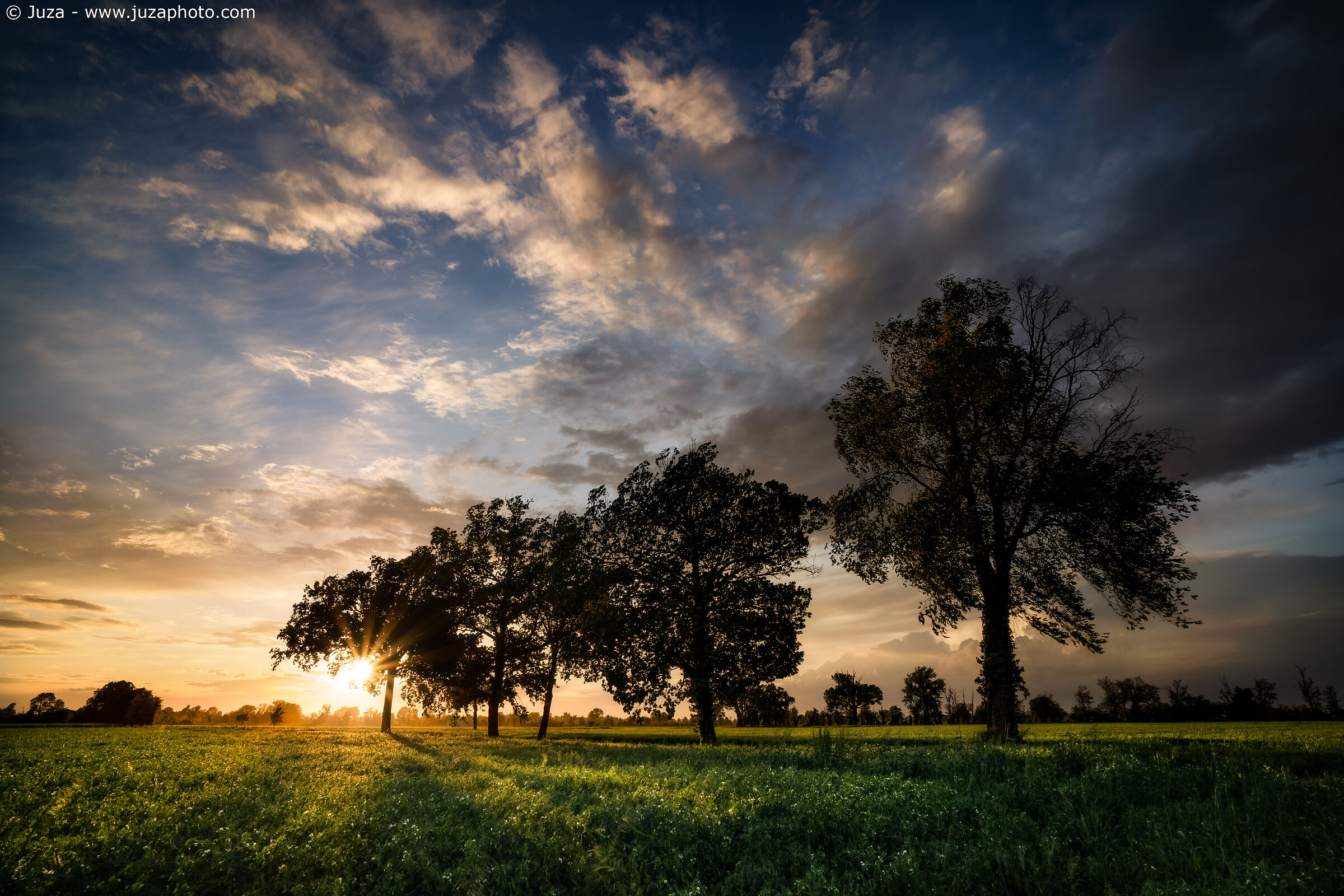 Sunset between the fields