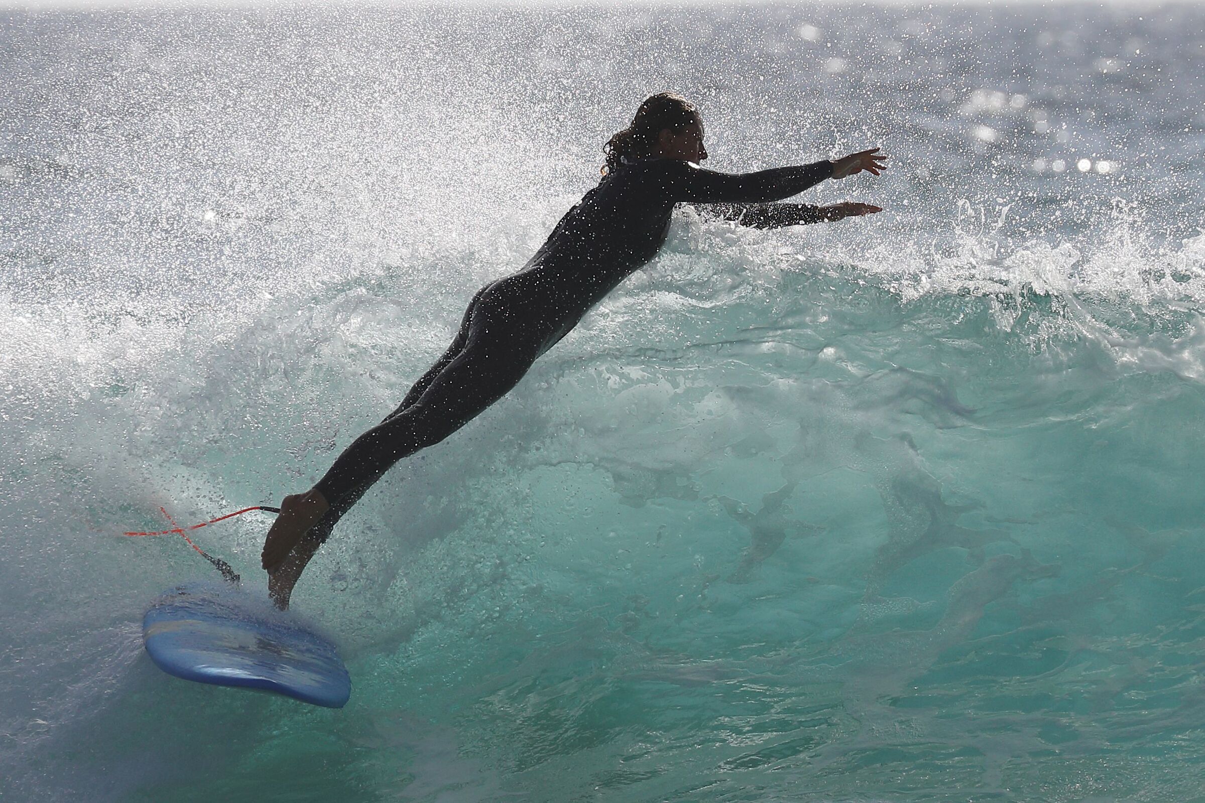 Jumping from the surfboard