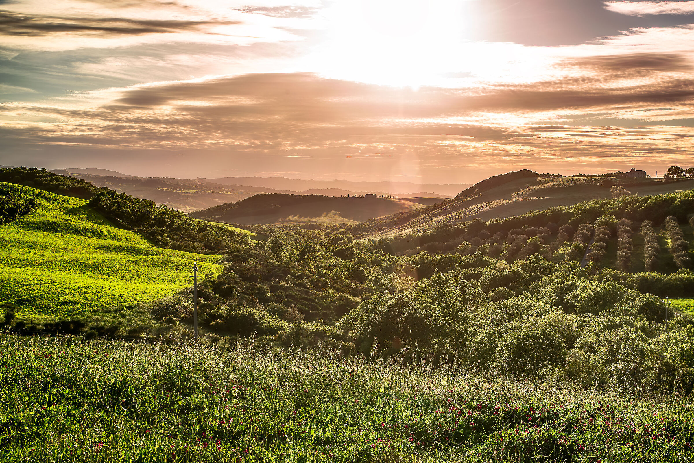 val d'orcia sud tramonto dalle sorgenti