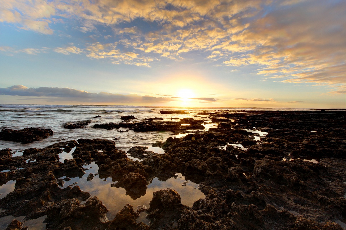 Sunset at Lasamericas, Tenerife, double exposure