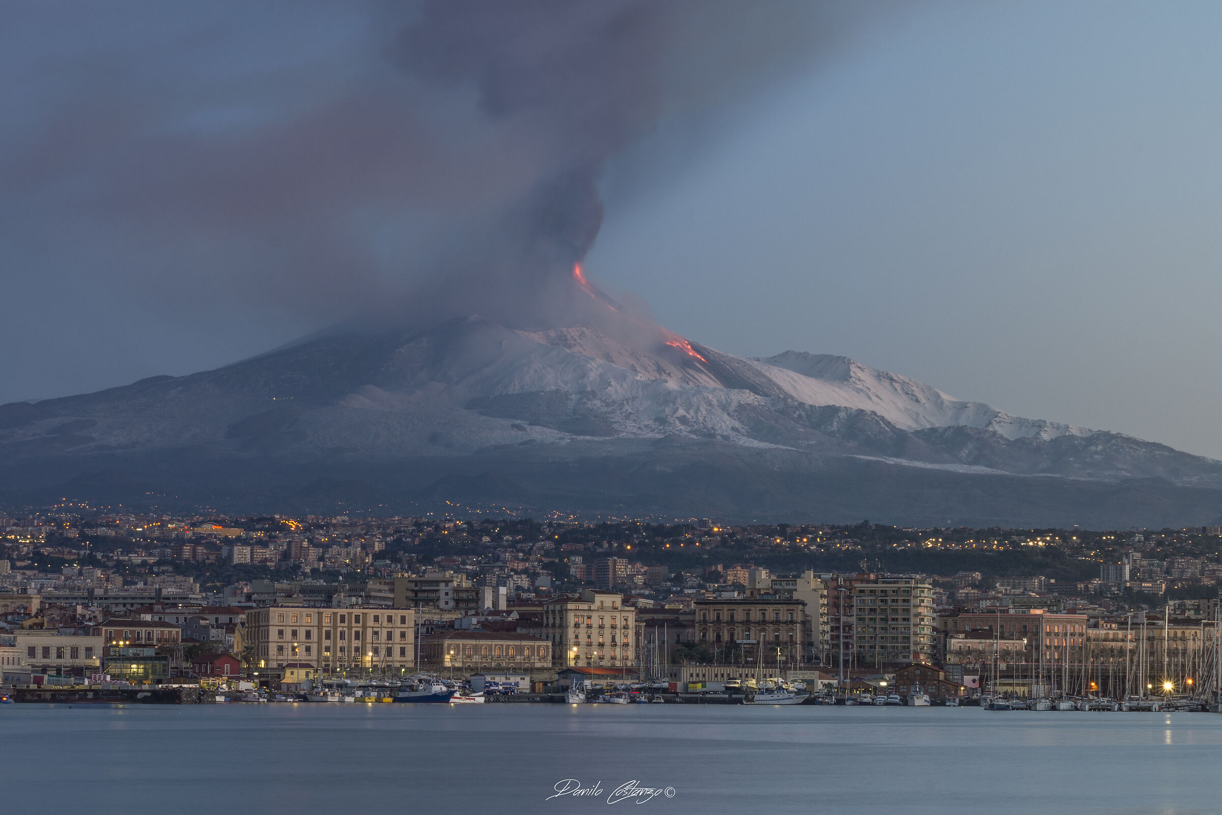 Water, air, earth and fire together. Catania